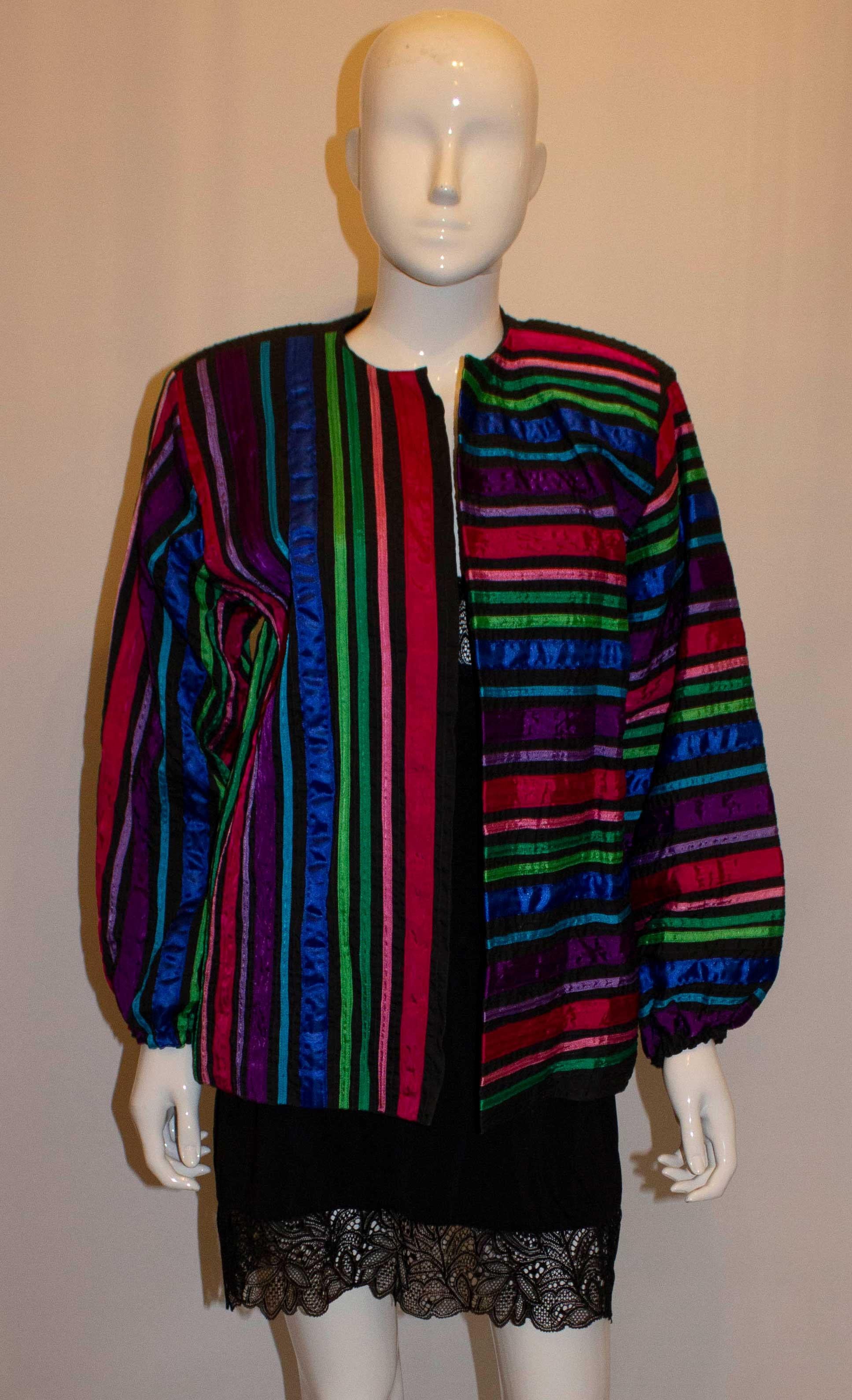 Women's or Men's Vintage Tachi Castillo Mexico Multi Colour Ribbon Jacket For Sale