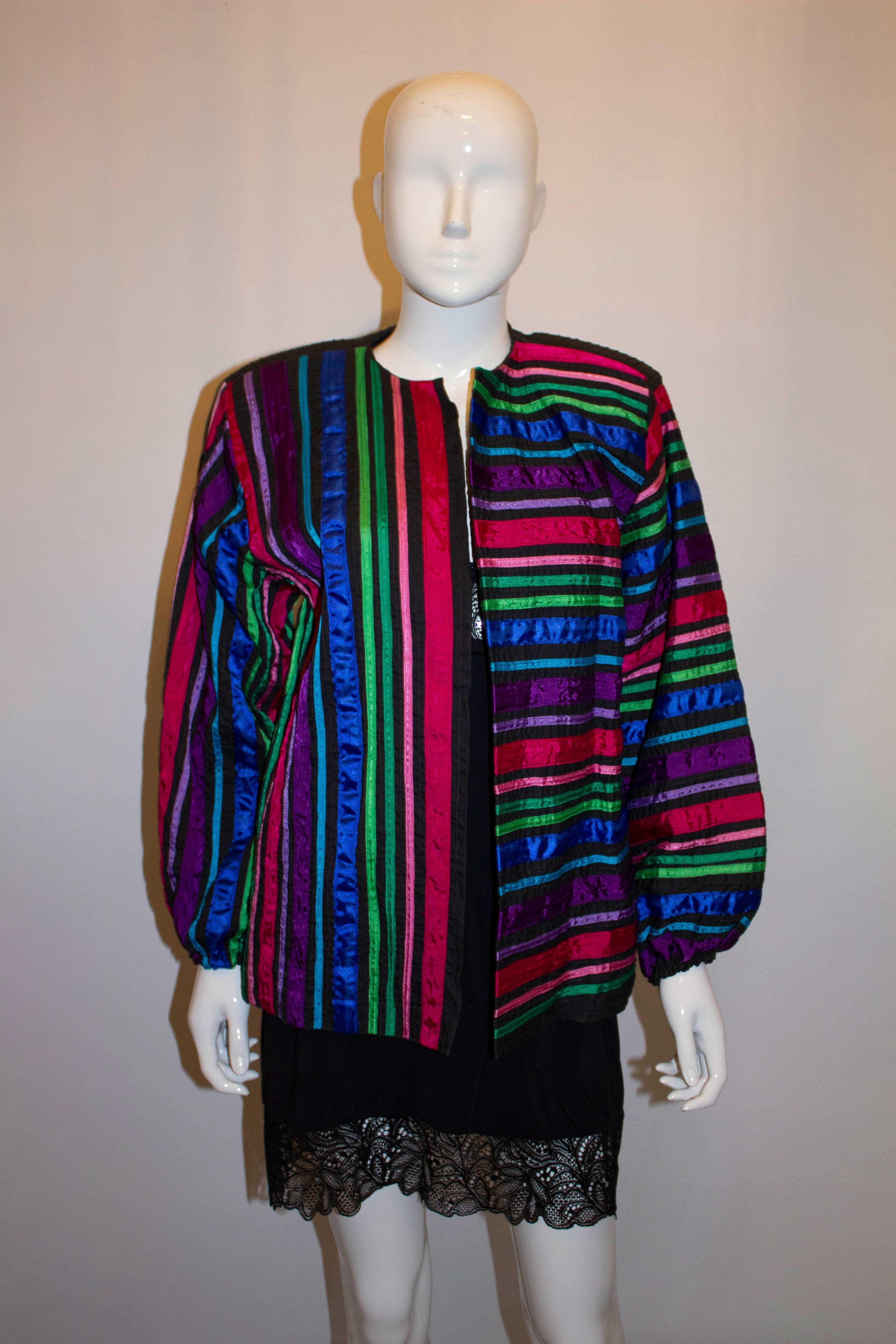 Vintage Tachi Castillo Mexico Multi Colour Ribbon Jacket For Sale 1