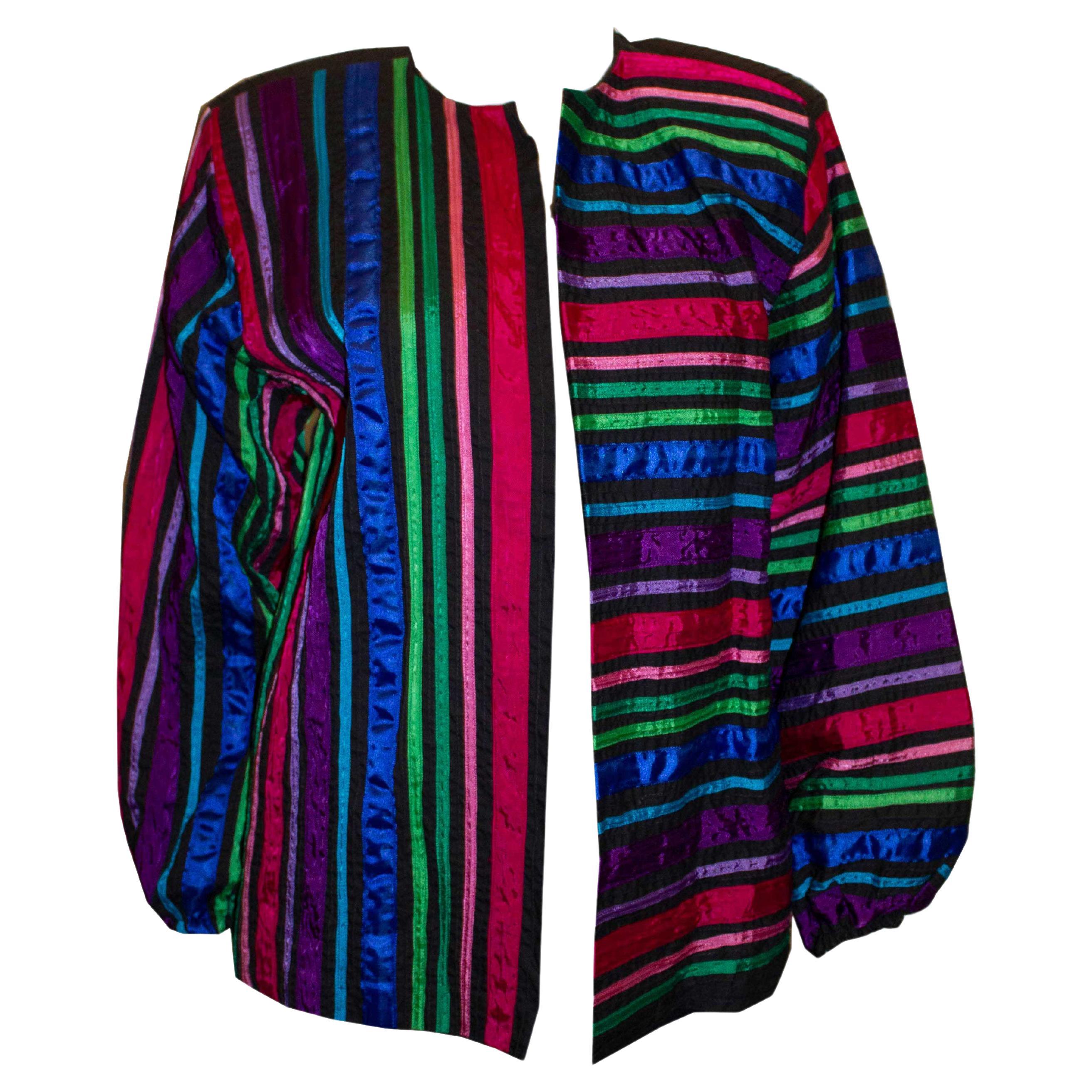 Vintage Tachi Castillo Mexico Multi Colour Ribbon Jacket For Sale