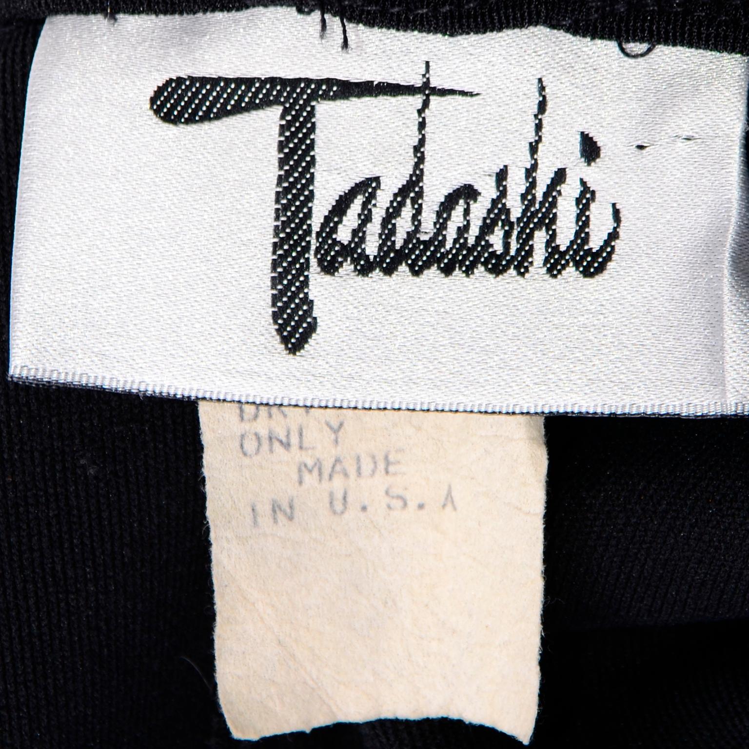 Vintage Tadashi Bodycon Black Velvet & Lycra Jumpsuit W Gold Studs & Rhinestones For Sale 5