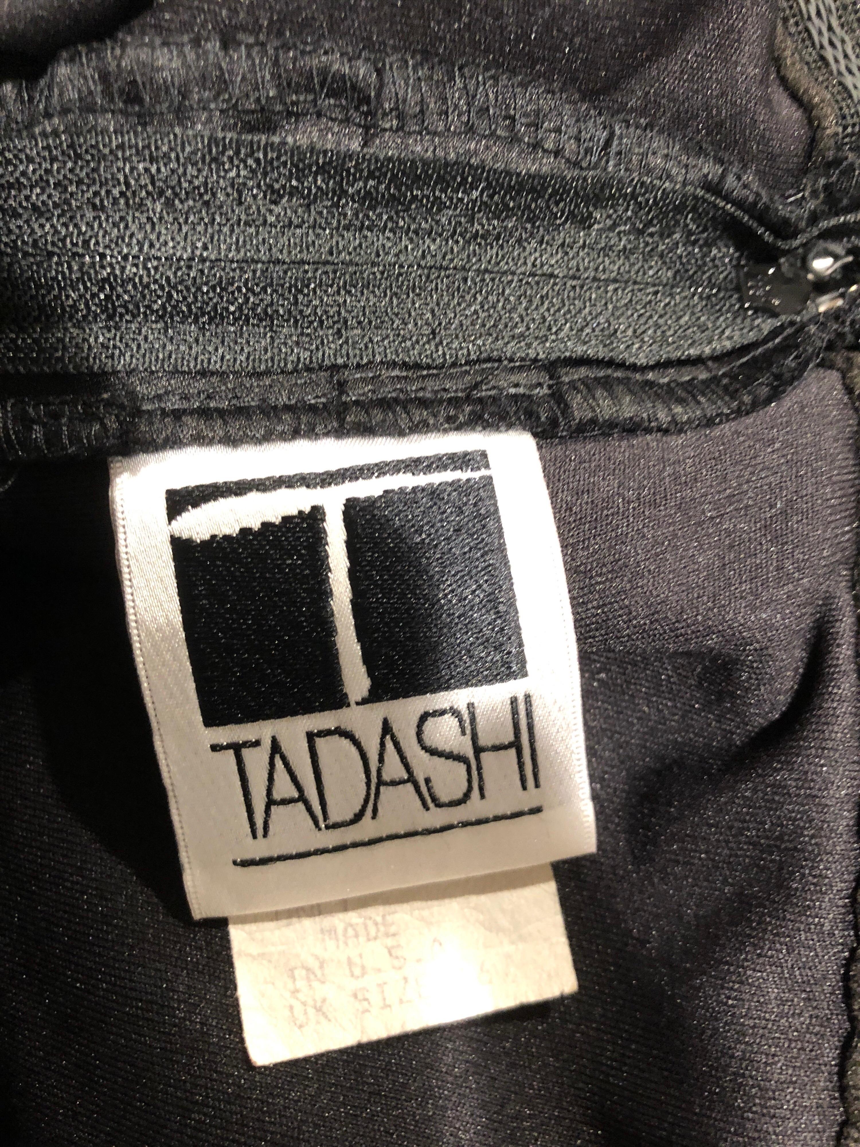 Vintage Tadashi Shoji Size 14 / 16 Black Silk Chiffon 1990s Strapless Gown Dress 9