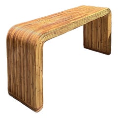 Vintage Tagged Gabriella Crespi Pencil Reed Waterfall Console Table