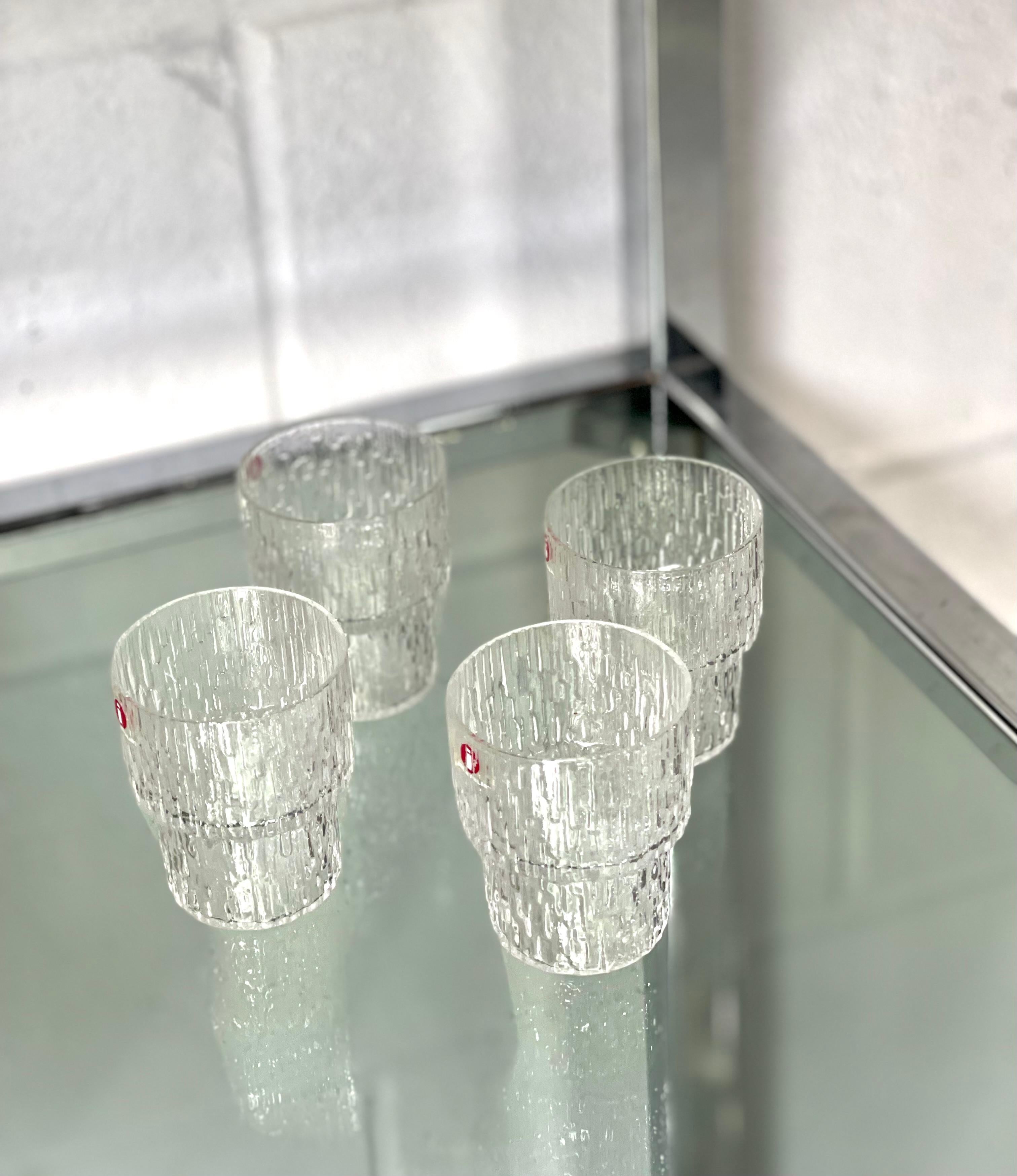Finnish Vintage Tagged Set of 4 Iittala Finland Shot Glasses For Sale