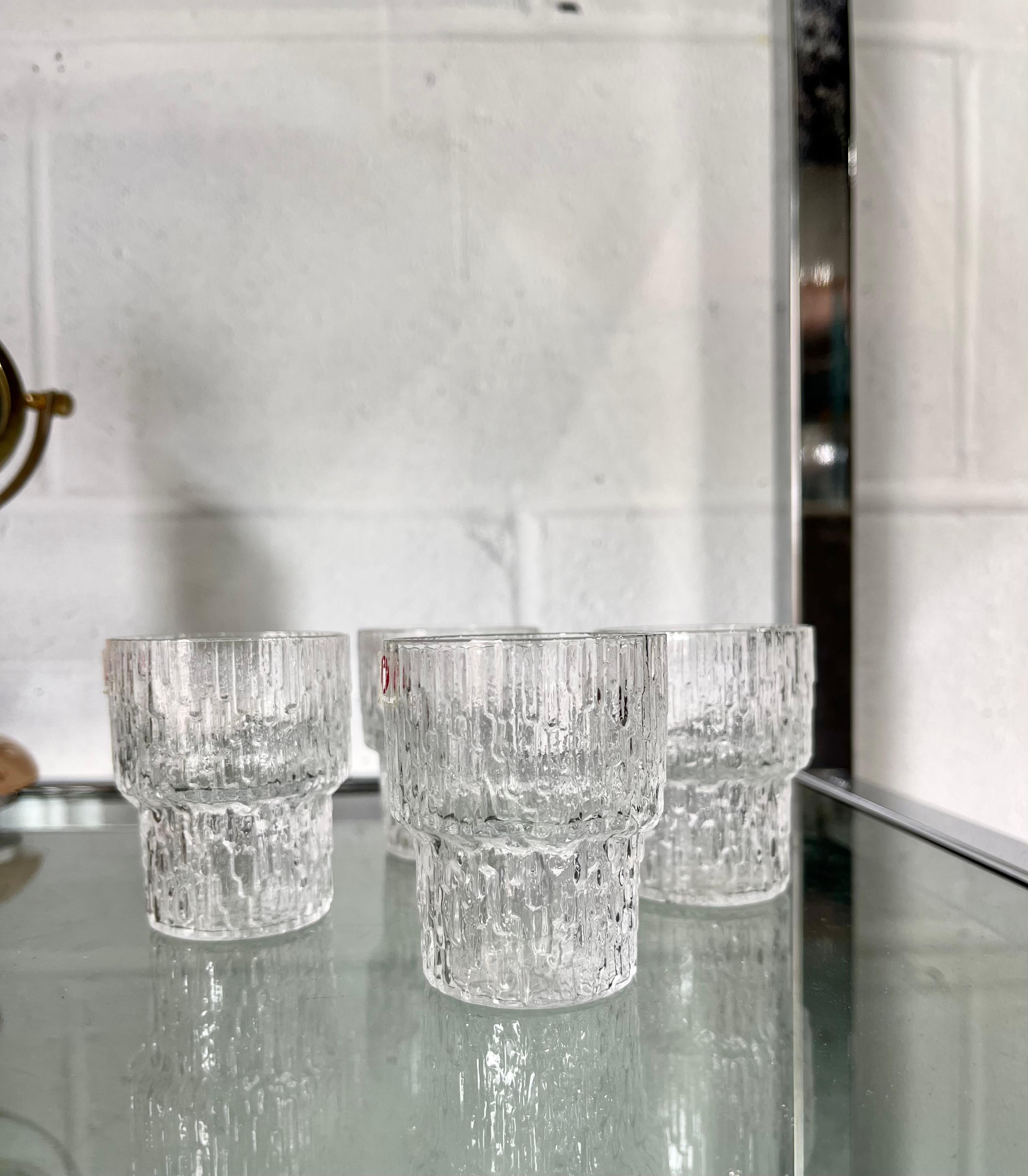 Mid-20th Century Vintage Tagged Set of 4 Iittala Finland Shot Glasses For Sale
