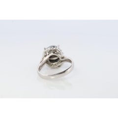 Vintage Tahitian Pearl and Diamond Solitaire ring. Platinum PT900 Large BLACK