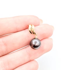 Vintage Tahiti-Perle & Diamant-Tropfen-Anhänger in 14k Gelbgold