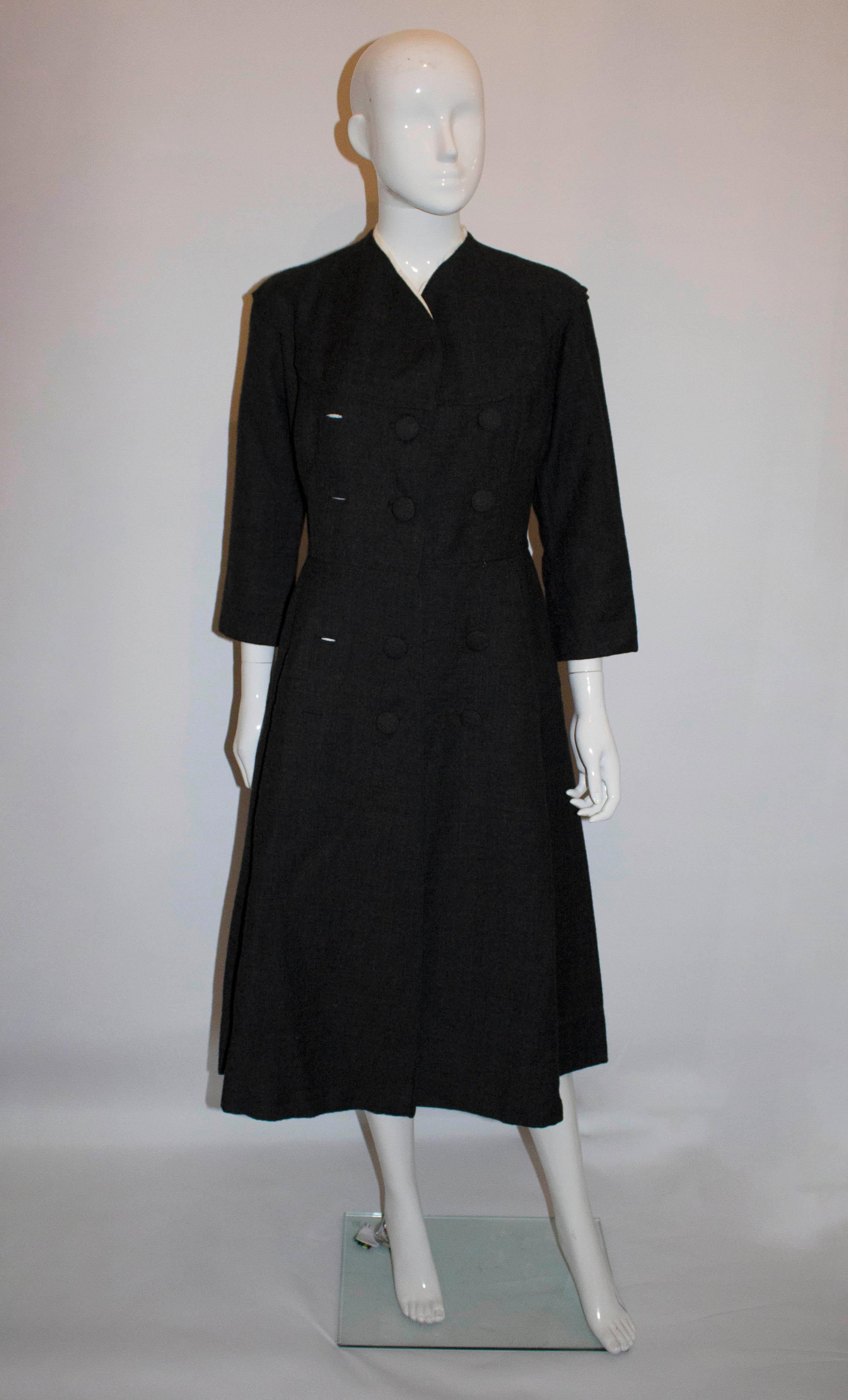 Vintage Tailored Grey and White Coatdress For Sale 1