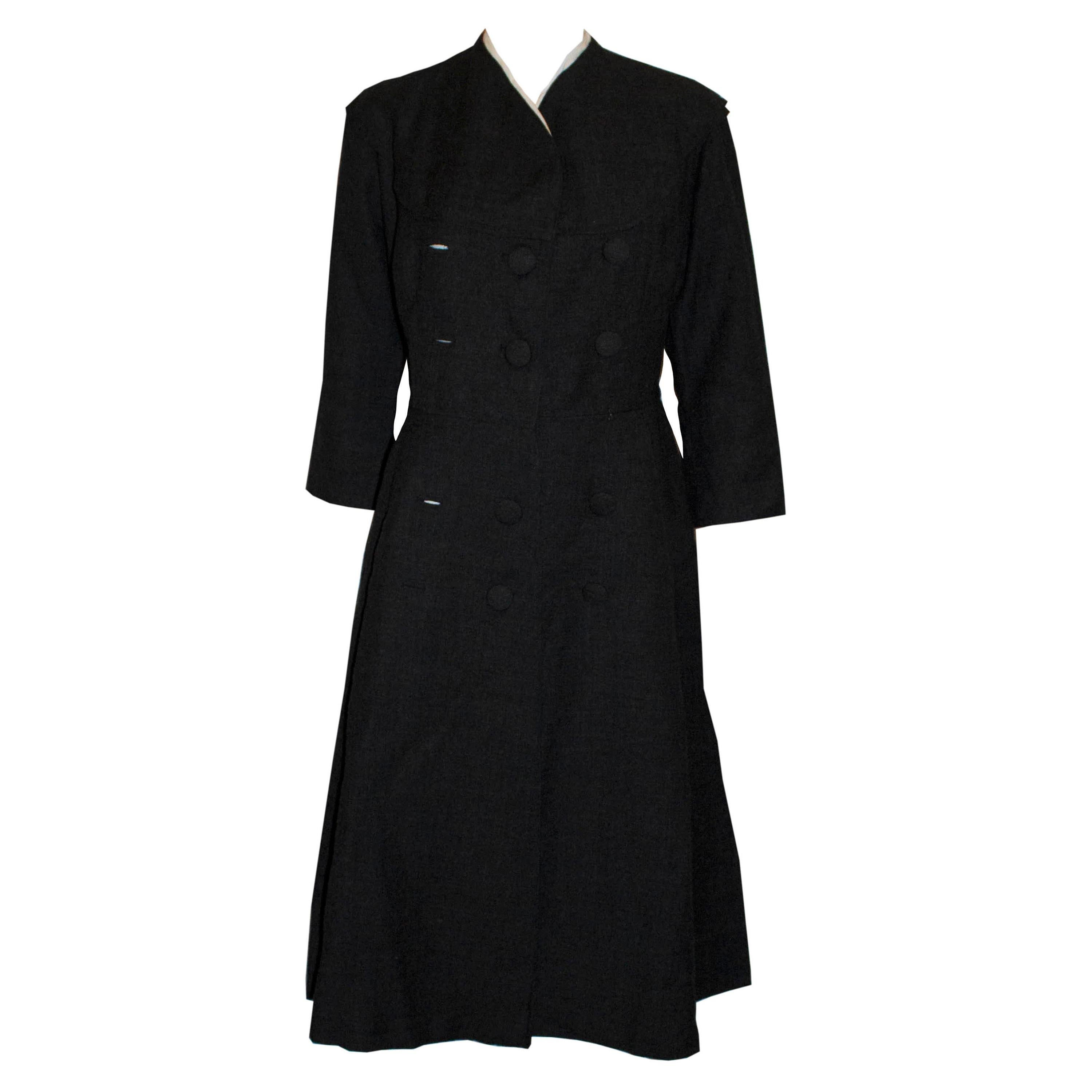 Vintage Tailored Grey and White Coatdress For Sale