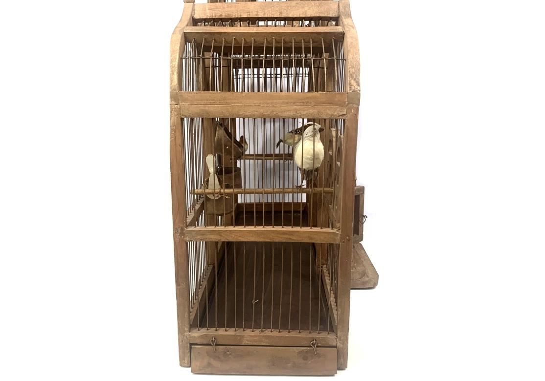 Vintage Taj Mahal Style Large Wooden Bird Cage With Dome Top For Sale 5