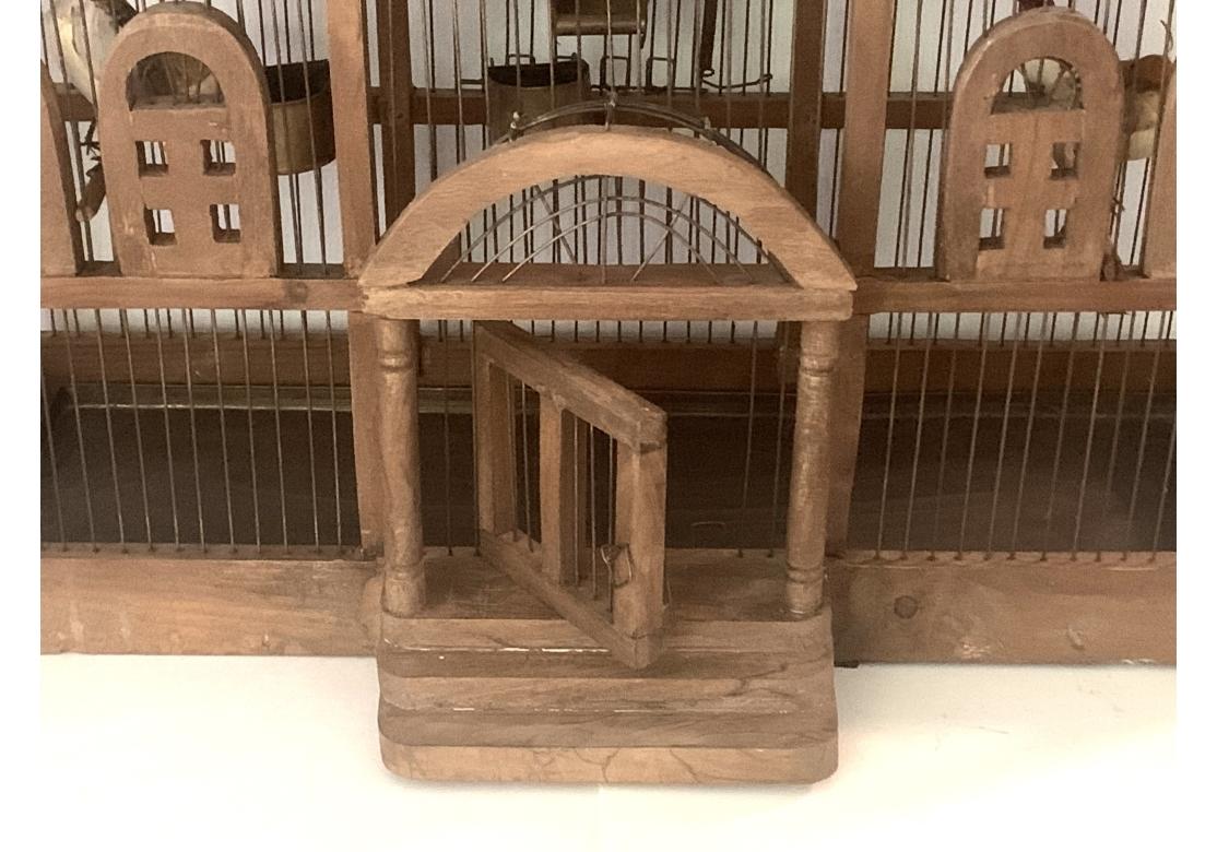 Vintage Taj Mahal Style Large Wooden Bird Cage With Dome Top For Sale 8