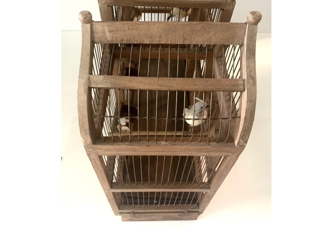 Vintage Taj Mahal Style Large Wooden Bird Cage With Dome Top For Sale 9