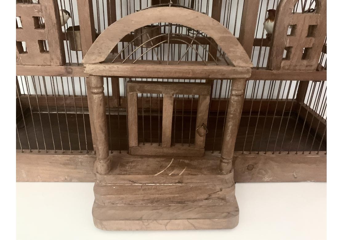 Vintage Taj Mahal Style Large Wooden Bird Cage With Dome Top For Sale 12