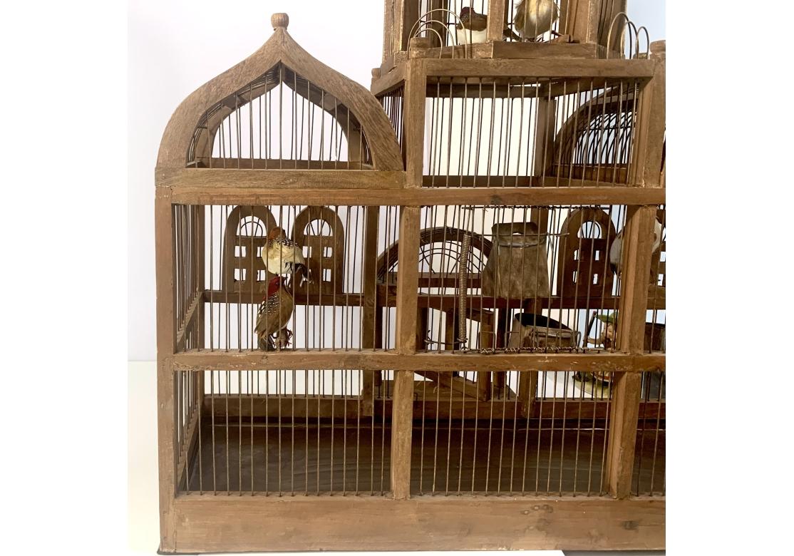 Vintage Taj Mahal Style Large Wooden Bird Cage With Dome Top For Sale 13