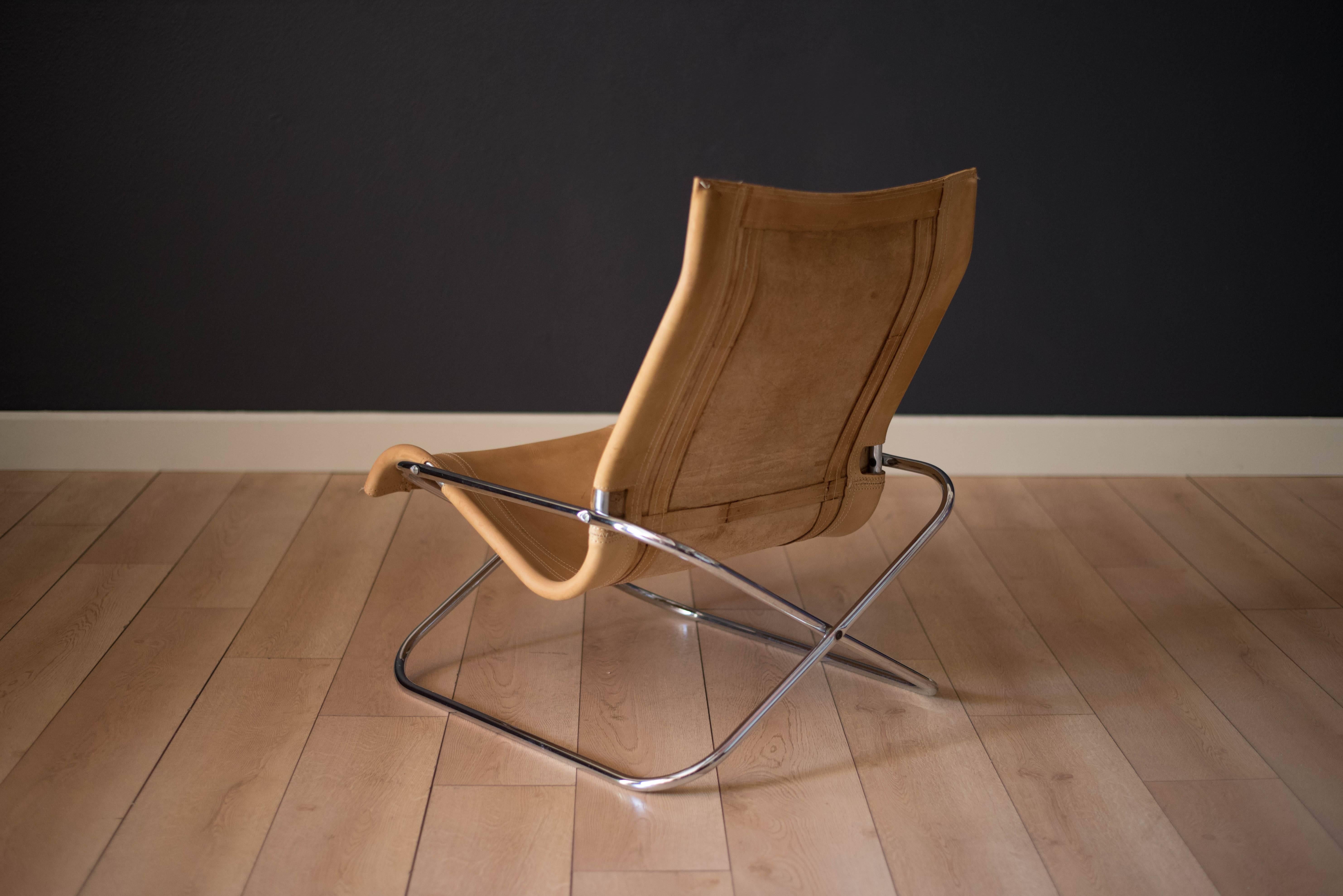 Mid-Century Modern Vintage Takeshi Nii Leather Sling Chair