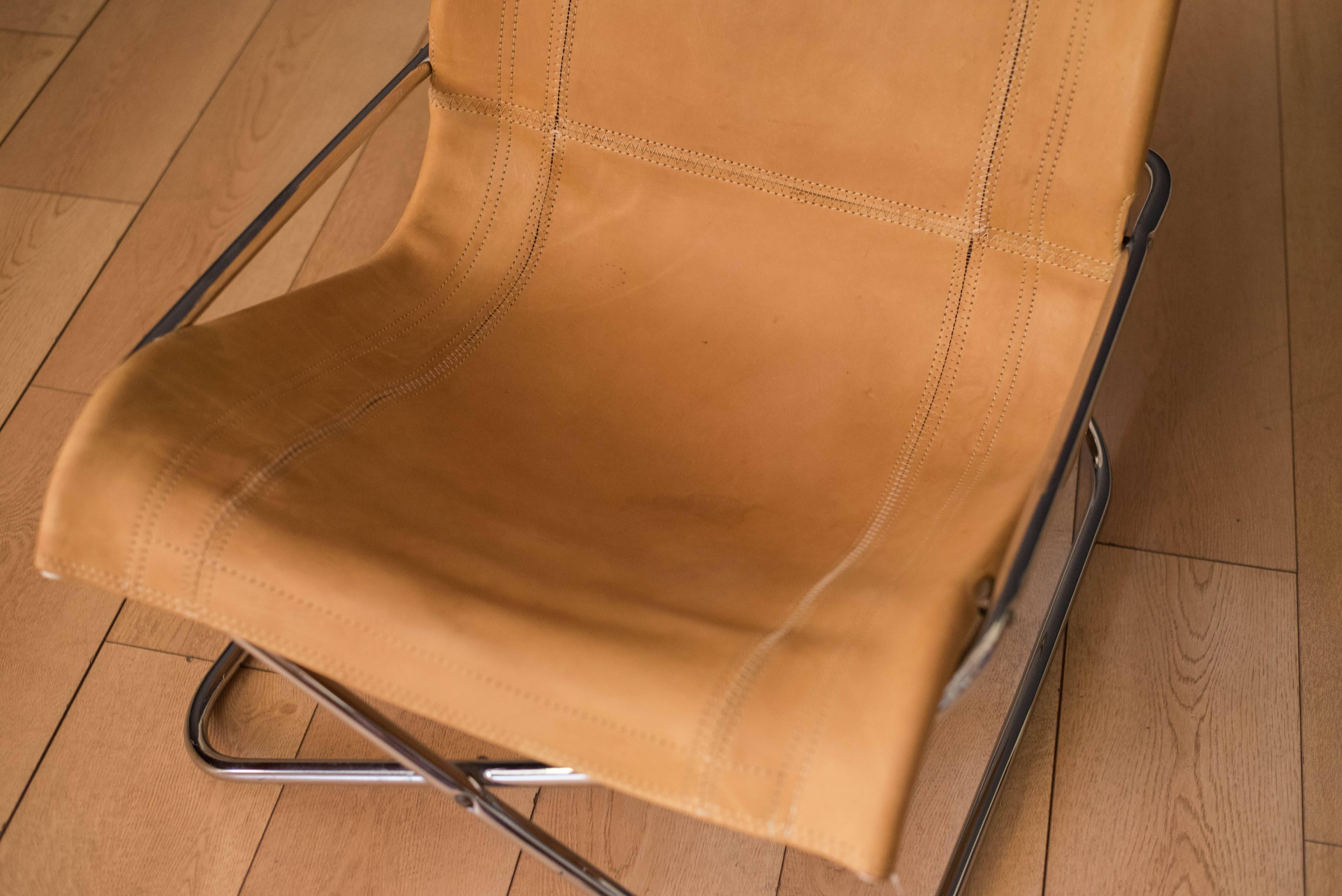 Plated Vintage Takeshi Nii Leather Sling Chair