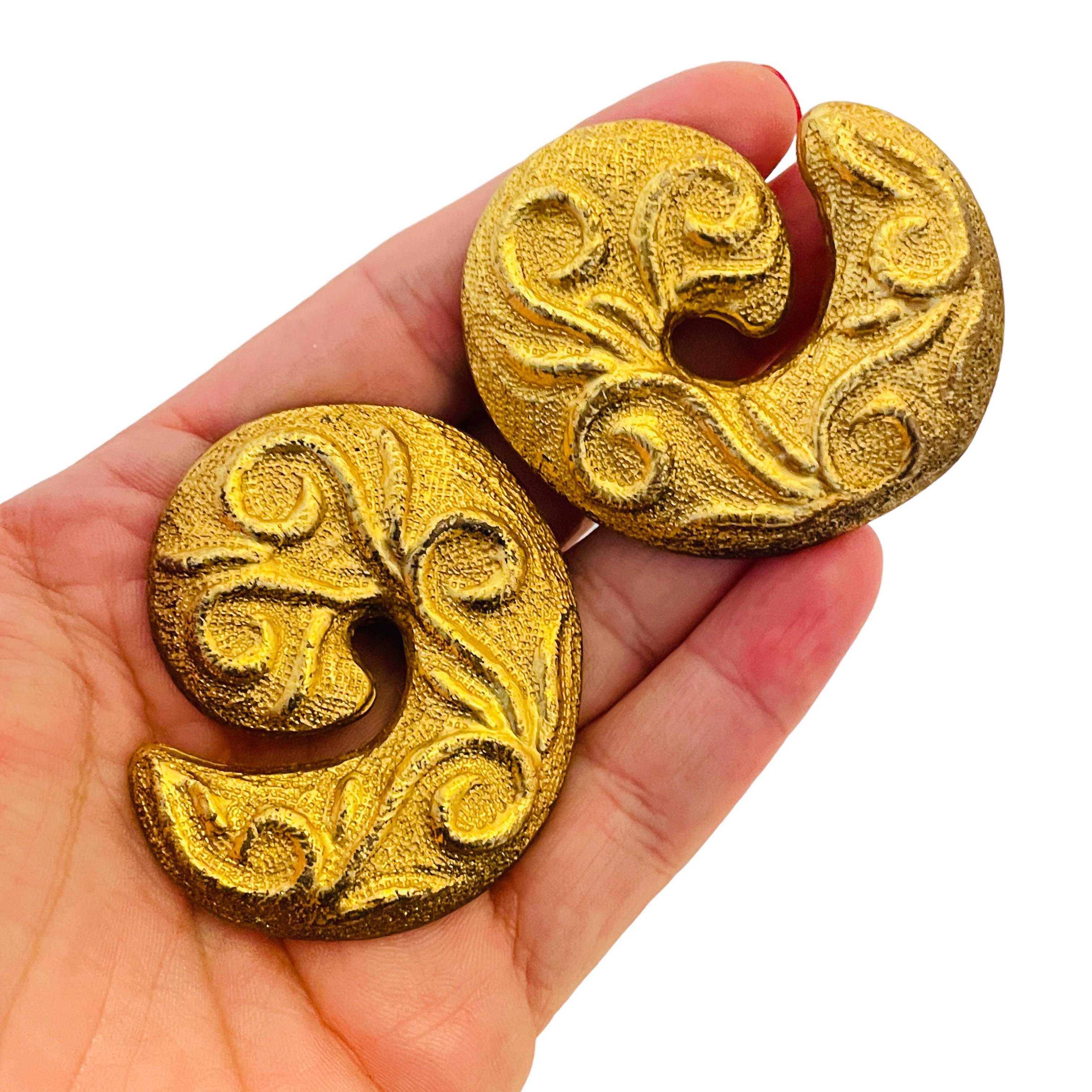 Vintage TAKI 975 vergoldet Gold Clip auf 80er Jahre Ohrringe   für Damen oder Herren im Angebot