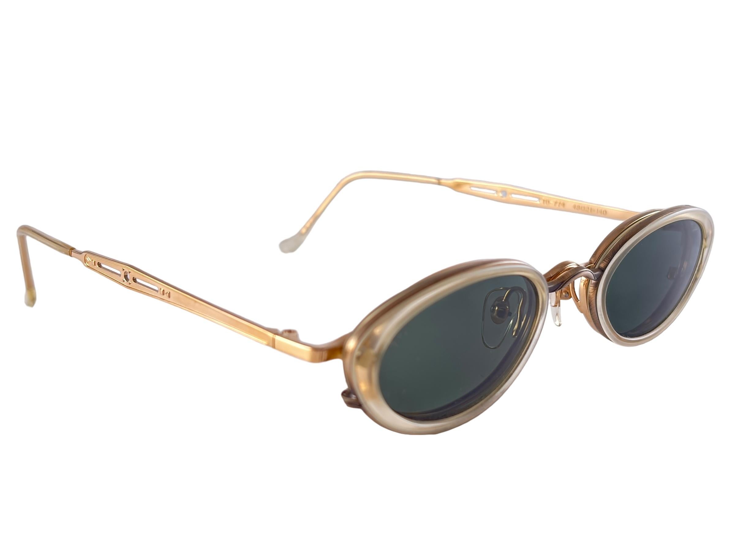 Vintage Takumi Magnetic Gold Cat Eye Sunglasses 1980's Made in Japan For Sale 5