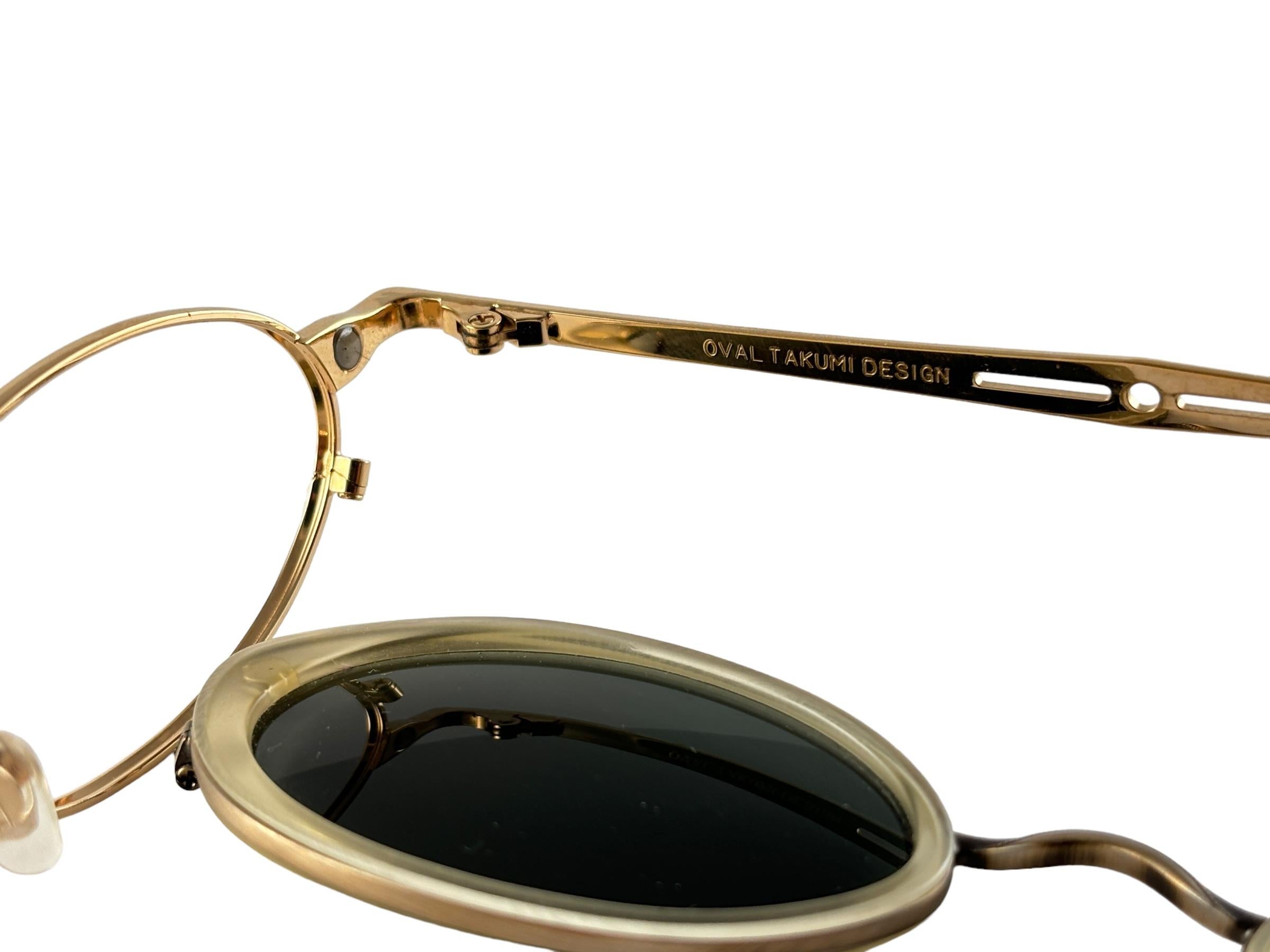 Vintage Takumi Magnetic Gold Cat Eye Sunglasses 1980's Made in Japan For Sale 1