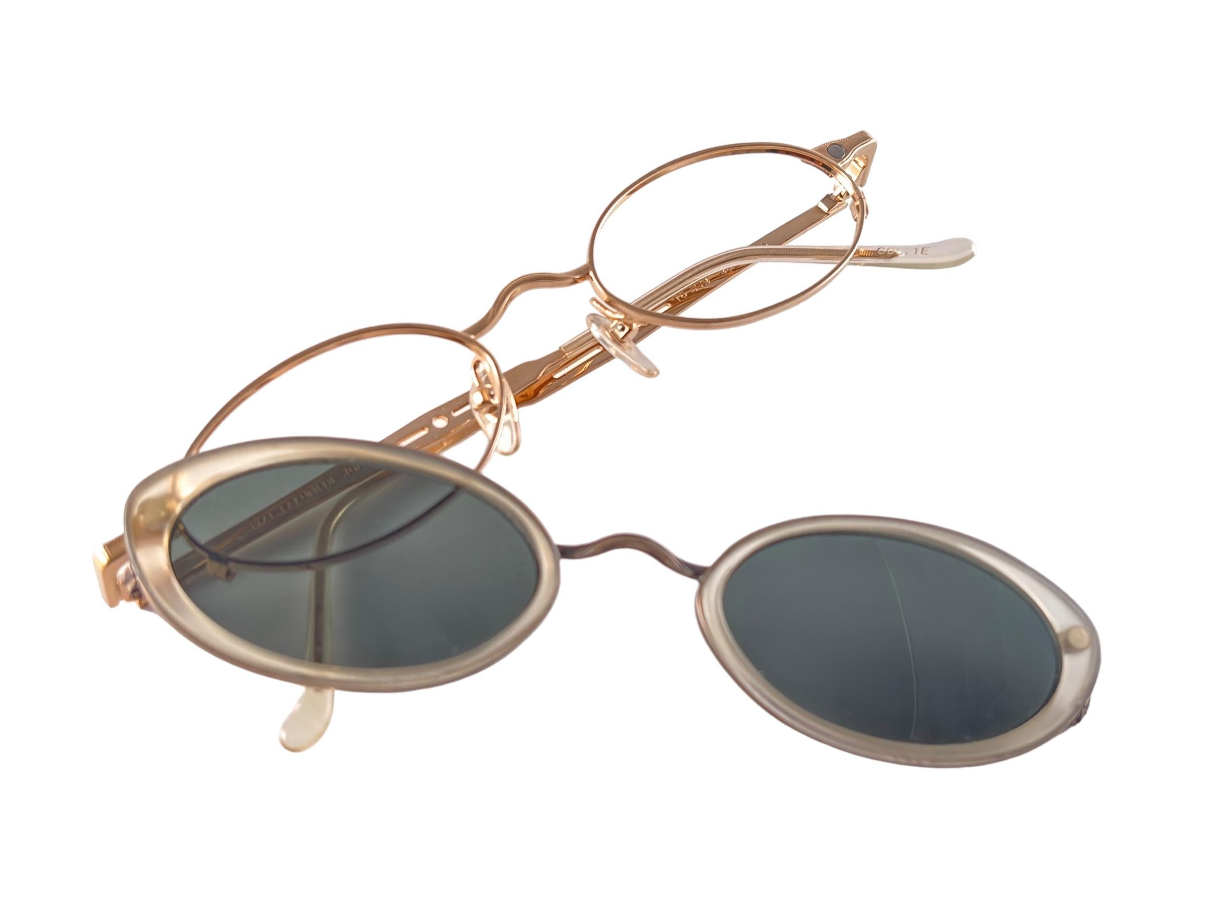 Vintage Takumi Magnetic Gold Cat Eye Sunglasses 1980's Made in Japan For Sale 2