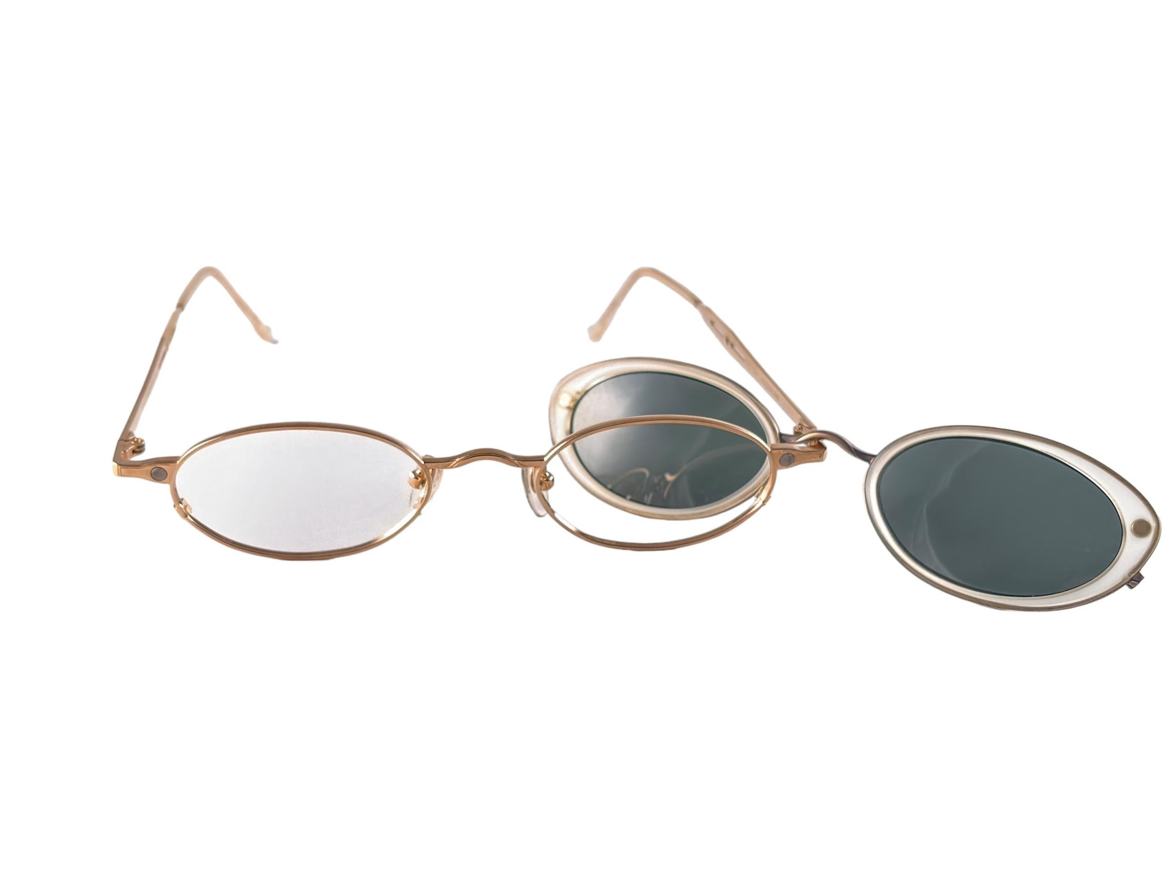 Vintage Takumi Magnetic Gold Cat Eye Sunglasses 1980's Made in Japan For Sale 4