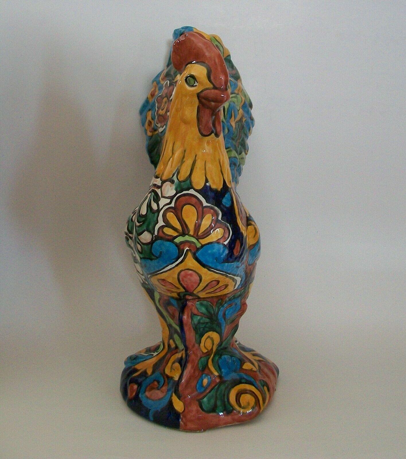 Colonial espagnol Coq Talavera vintage en céramique peinte à la main, non signé, Mexique, vers les années 1980 en vente