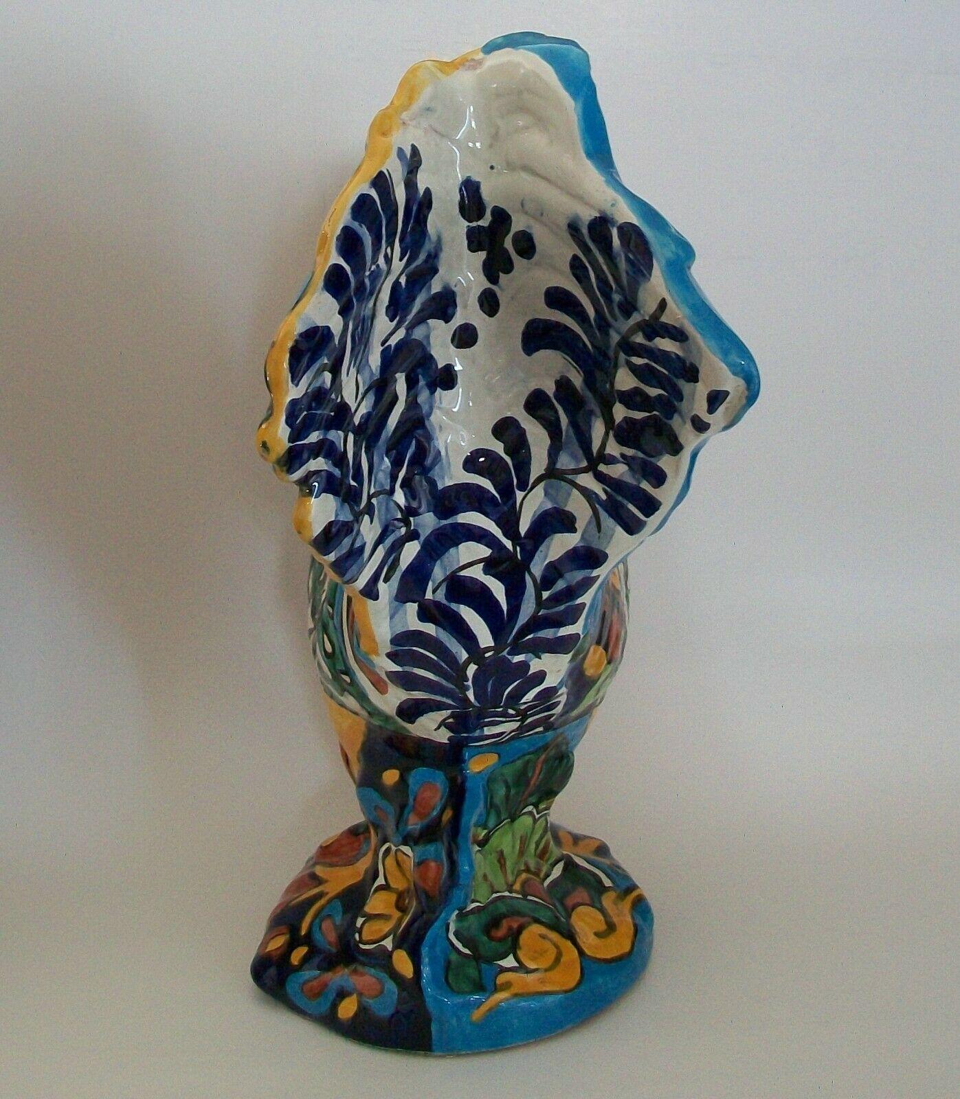 Spanish Colonial Vintage Talavera Hand Painted Ceramic Rooster, Unsigned, Mexico, C. 1980's For Sale