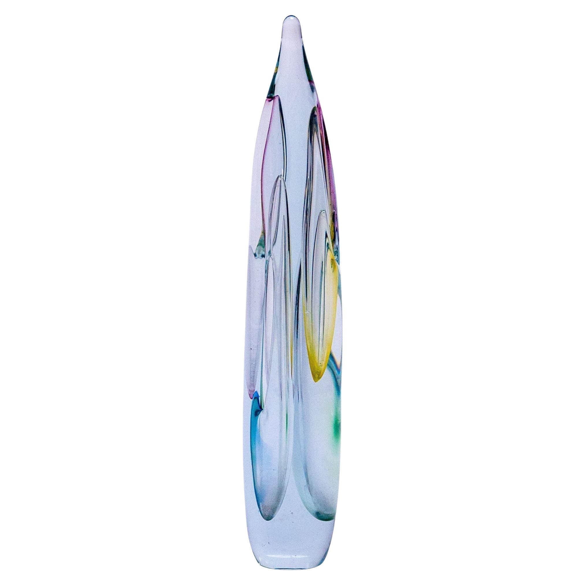 Vintage Tall and Colorful Vintage Italian Sculpture in Murano Glass