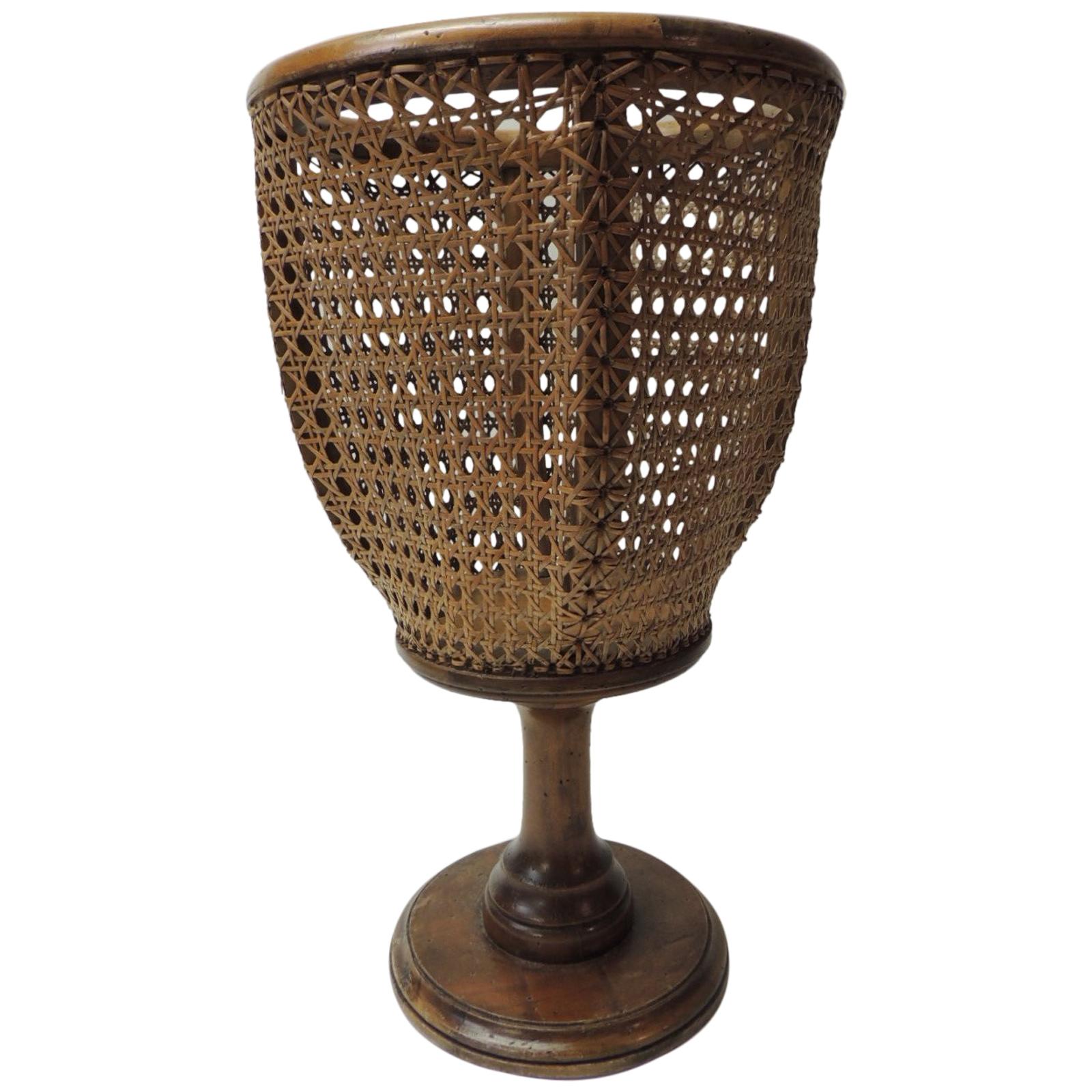Vintage Tall Bent Wood and Wicker Planter
