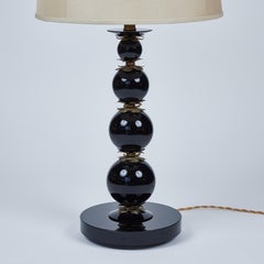 Vintage Tall Black Glass Table Lamp