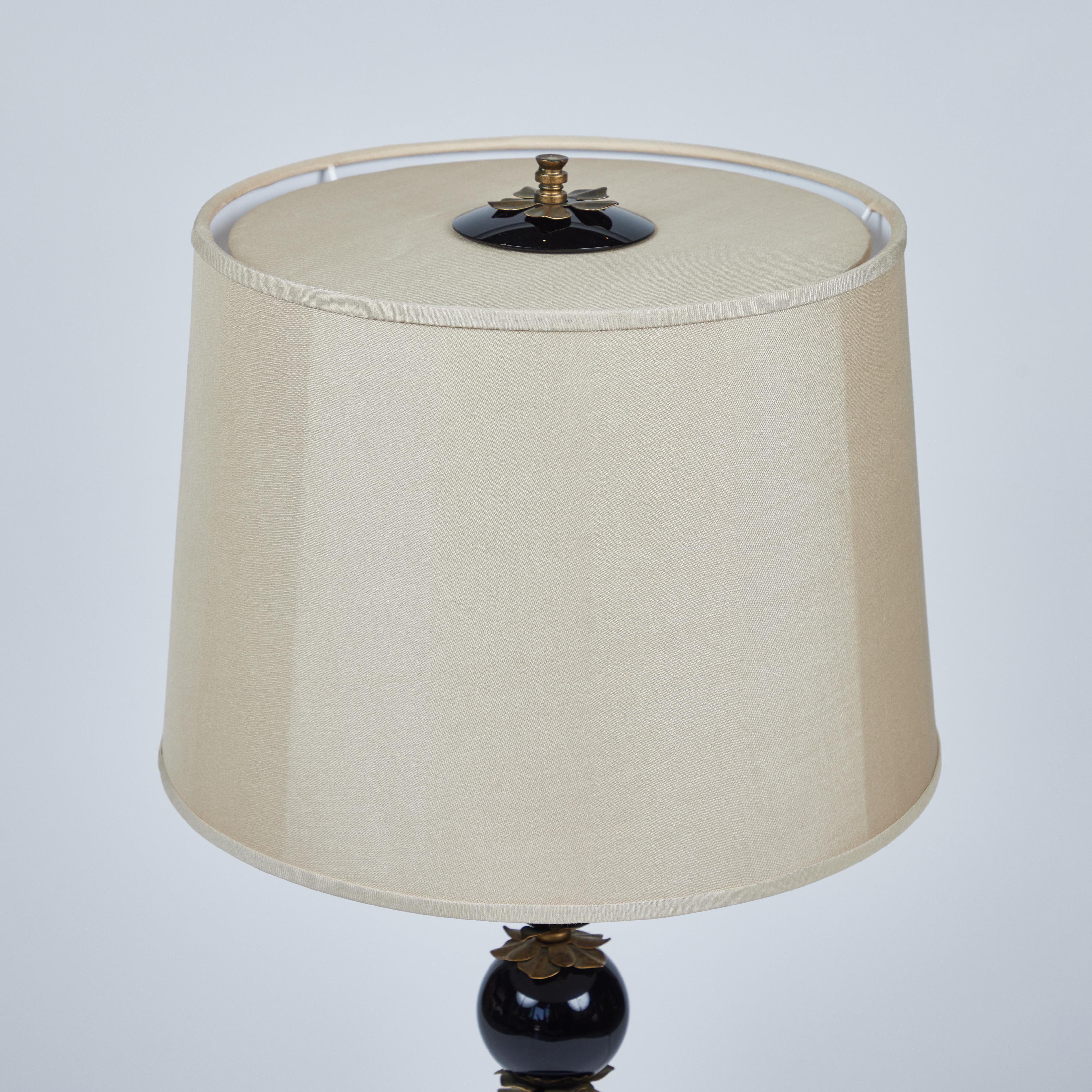 Vintage Tall Black Glass Table Lamp 1