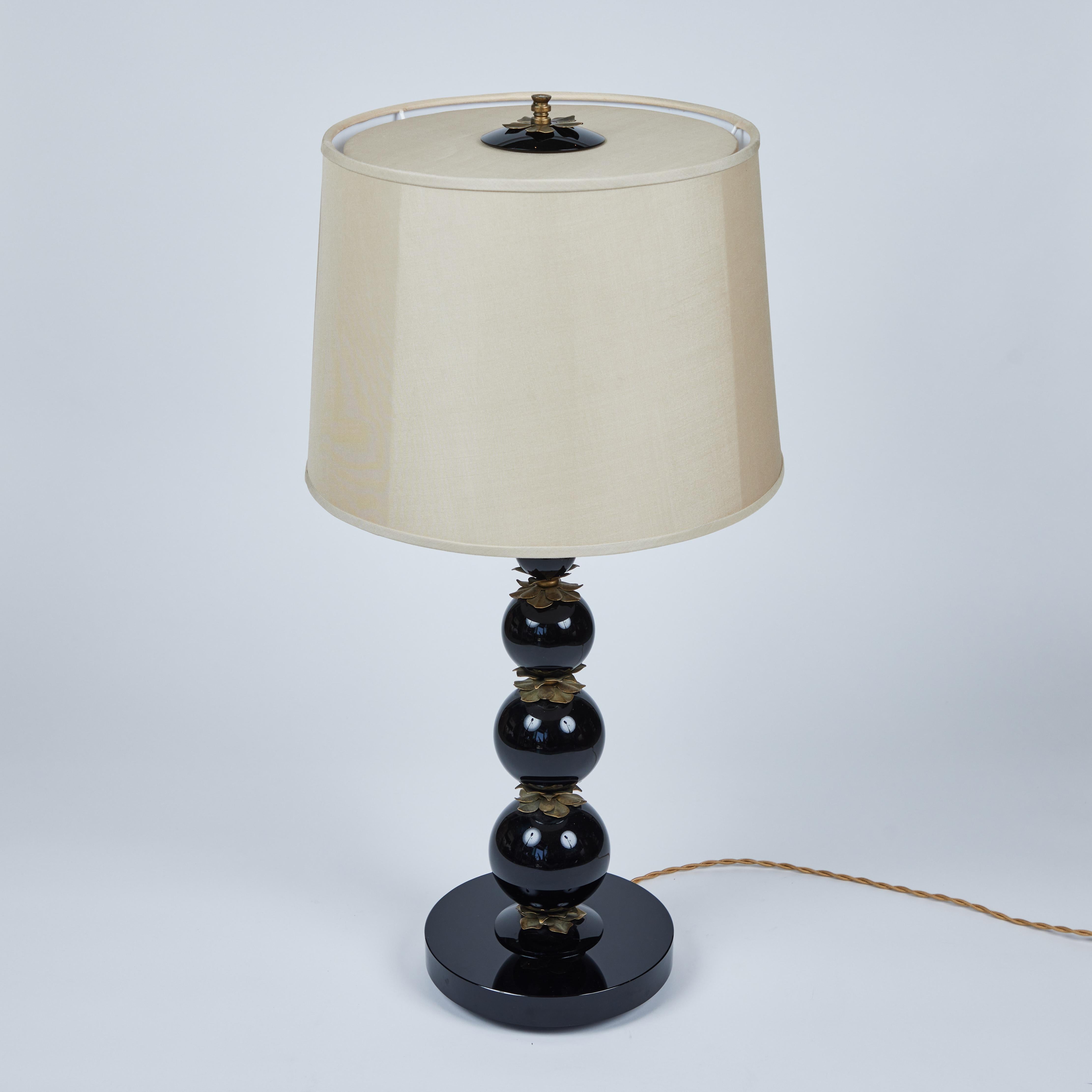 Vintage Tall Black Glass Table Lamp 2