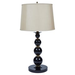 Vintage Tall Black Glass Table Lamp