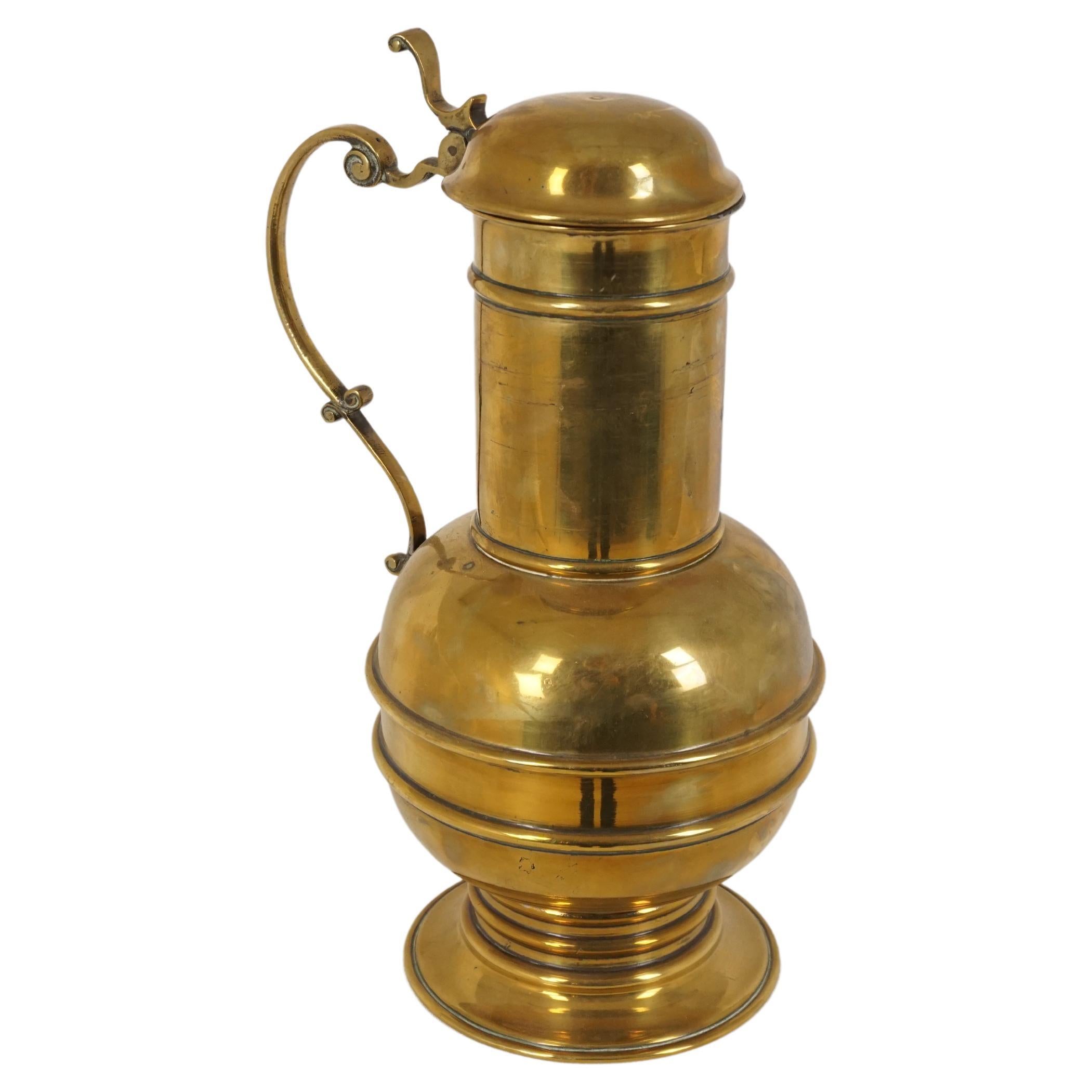Vintage Tall Brass Tankard with Lid, England, 1930, H621