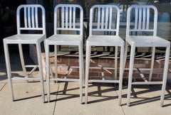 Vintage Tall Brushed Aluminum Bar Stools - Set of 4