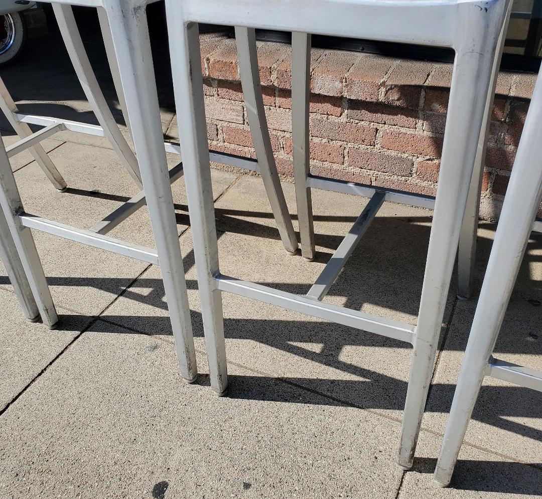20th Century Vintage Tall Brushed Aluminum Bar Stools - Set of 4 For Sale
