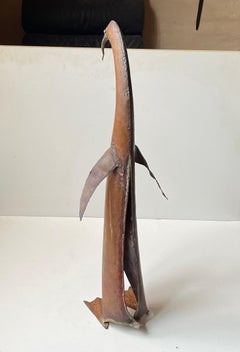Vintage Tall Brutalist Copper Pinguin Ornament for in- or outdoor