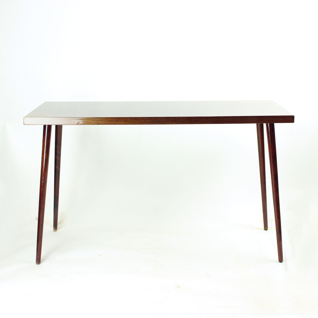 Mid-Century Modern Vintage Tall Coffee Table by Jitona in Mahogany, Czechoslovakia 1970s