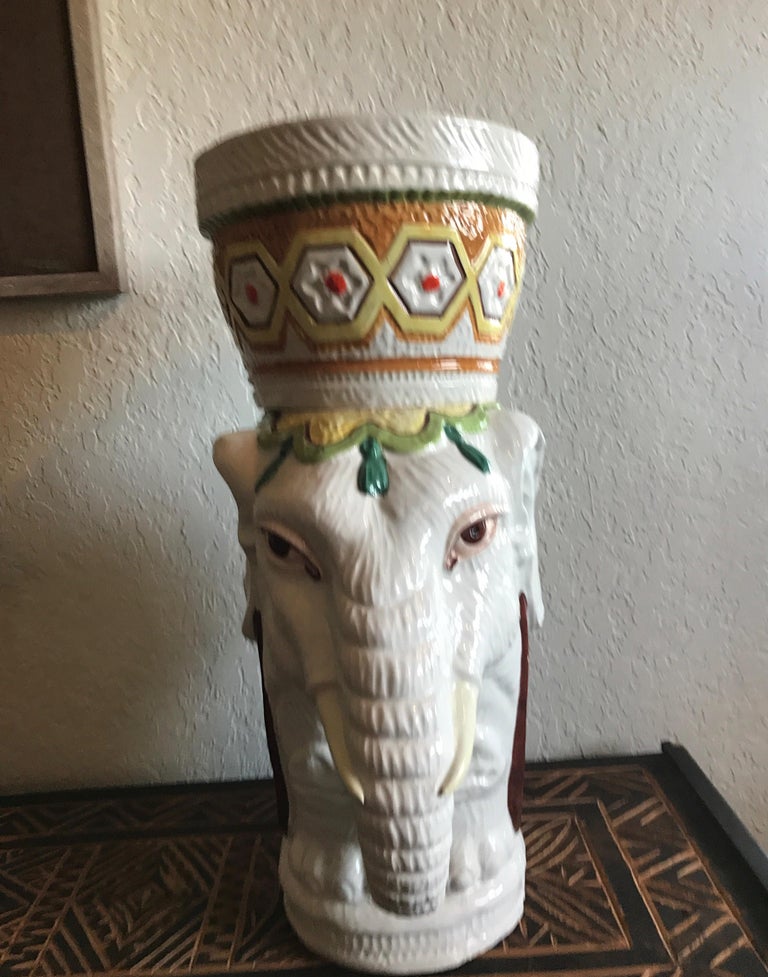 Vintage Tall Elephant Planter For Sale at 1stdibs