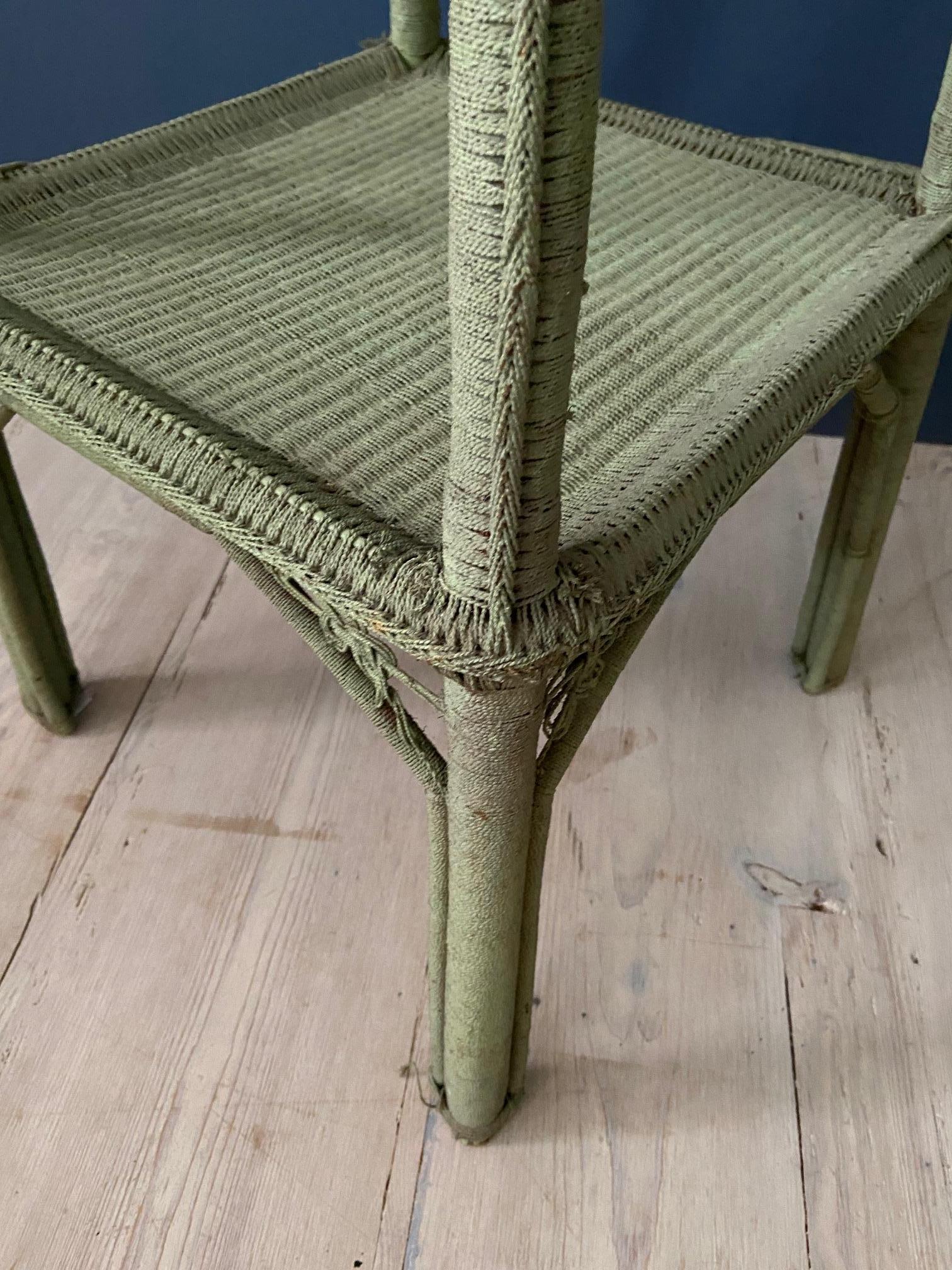 Vintage Tall Green Rope Plant Stand, France, 1920's In Good Condition In Copenhagen K, DK