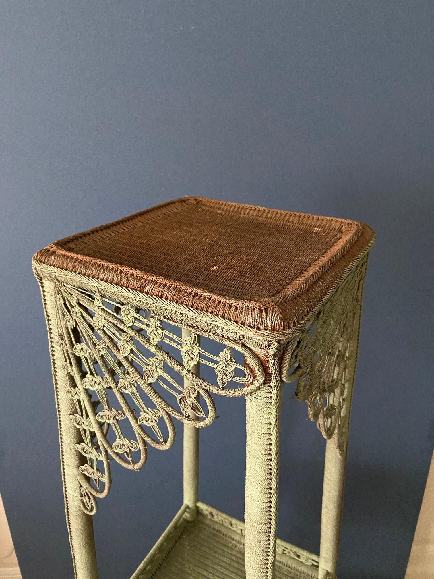 Vintage Tall Green Rope Plant Stand, France, 1920's 4