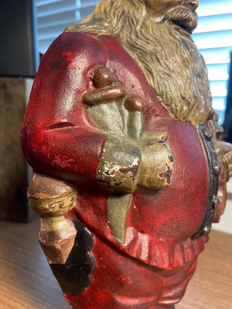 Vintage Tall Hand Painted Santa Sculpture, 1930 For Sale 1