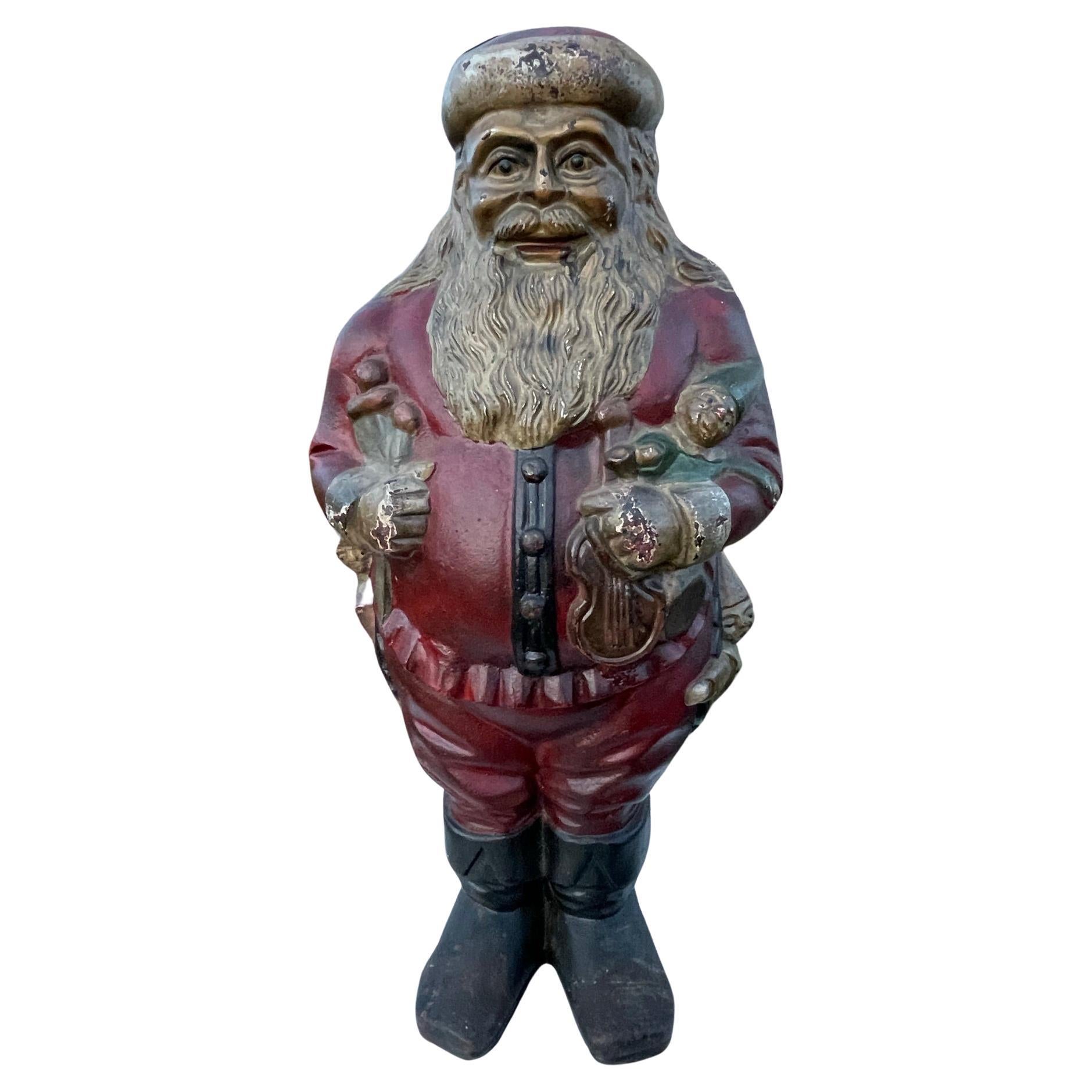 Vintage Tall Hand Painted Santa Sculpture, 1930 For Sale 8