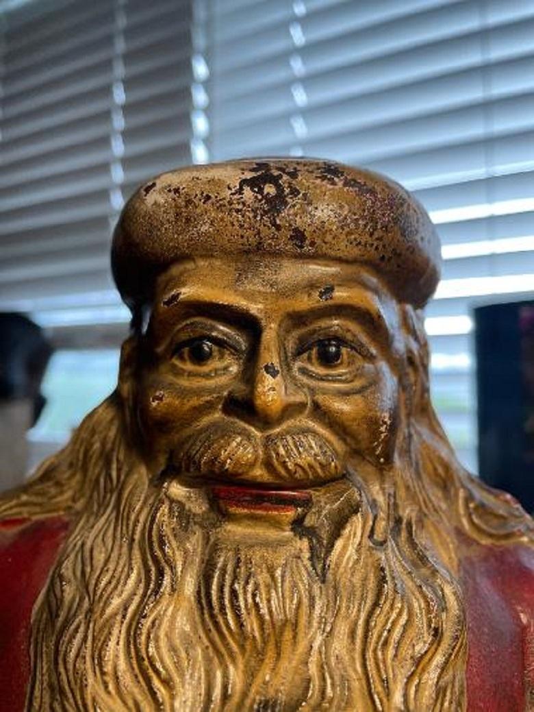 20th Century Vintage Tall Hand Painted Santa Sculpture, 1930 For Sale