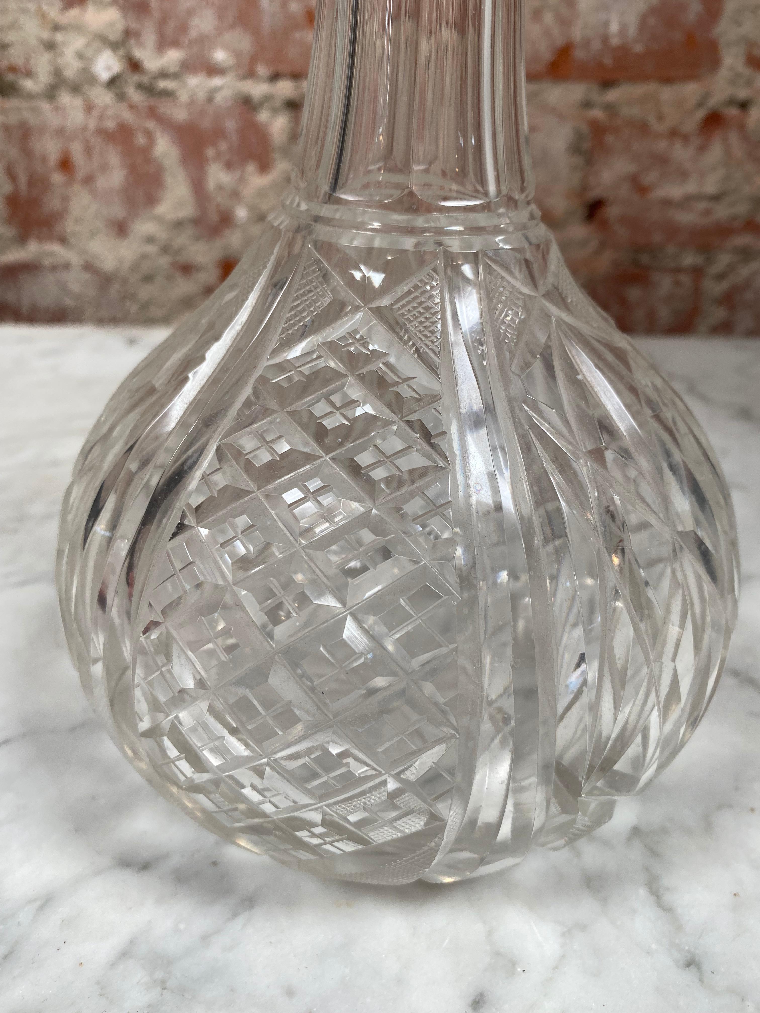 Mid-20th Century Vintage Tall Italian Glass Bottle 1950s For Sale