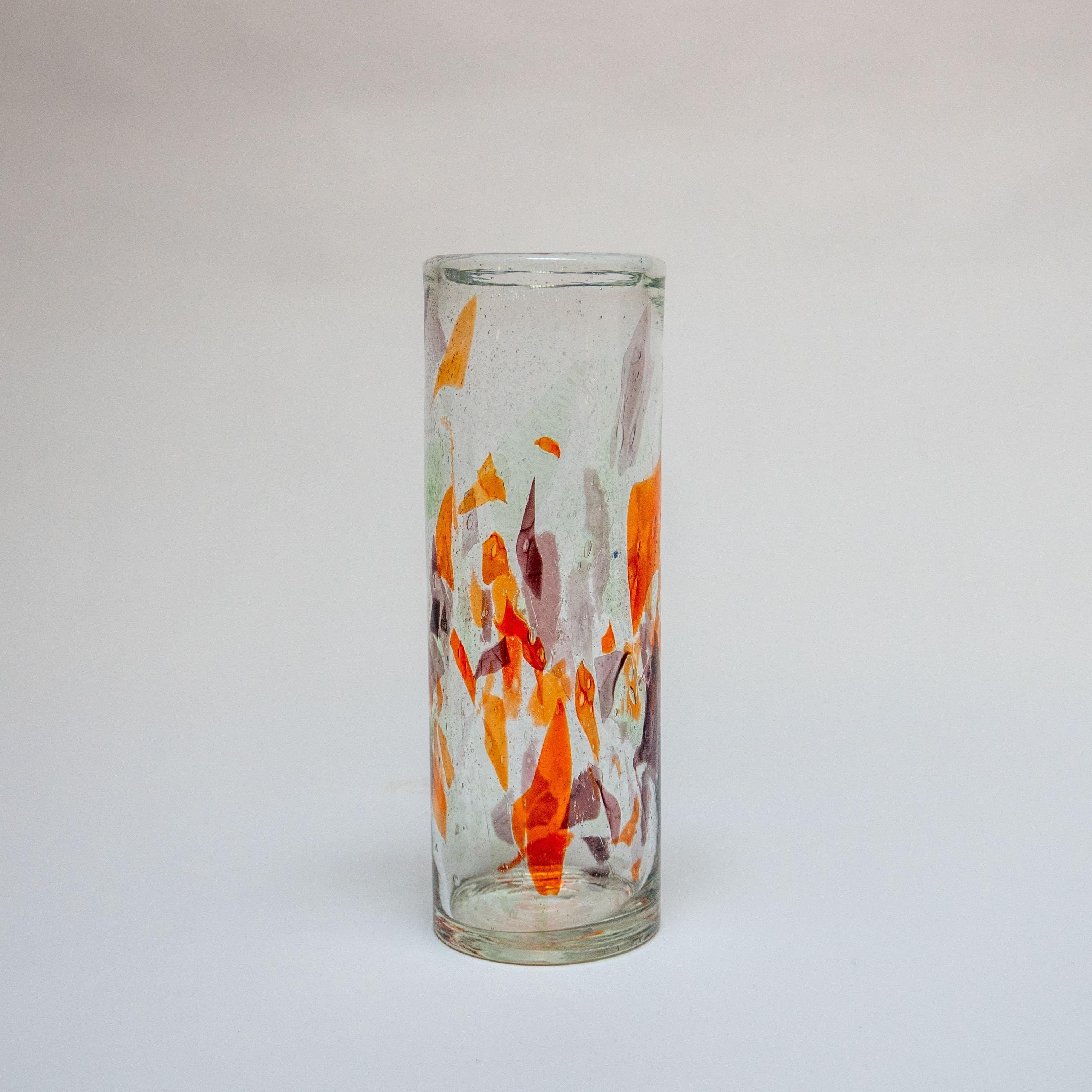 Modern Vintage Tall Italian Vase in Clear Murano Glass with 