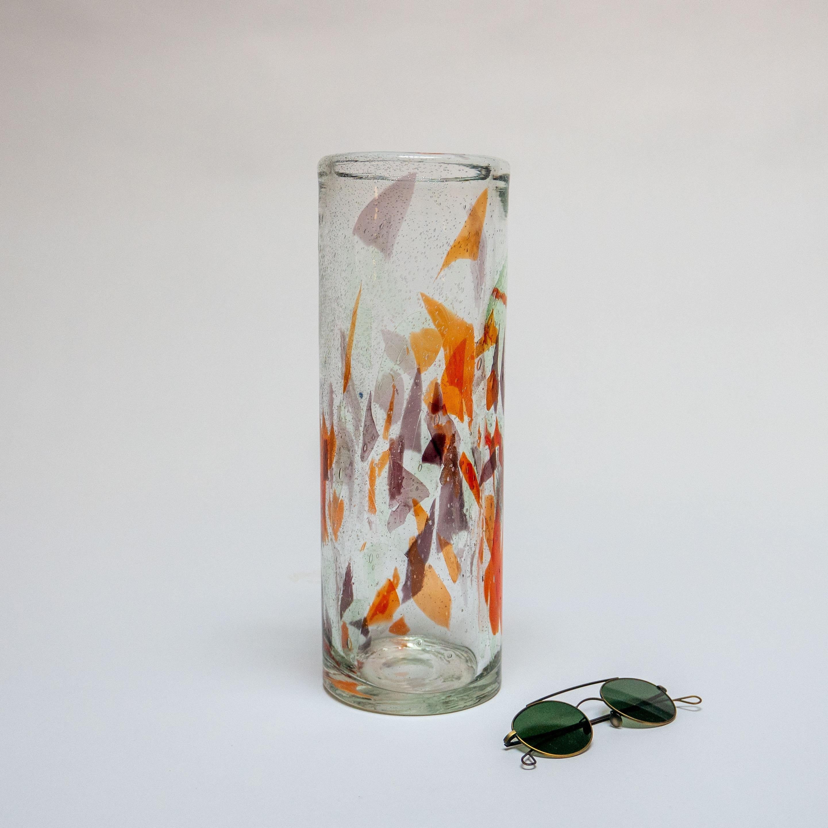 Vintage Tall Italian Vase in Clear Murano Glass with 