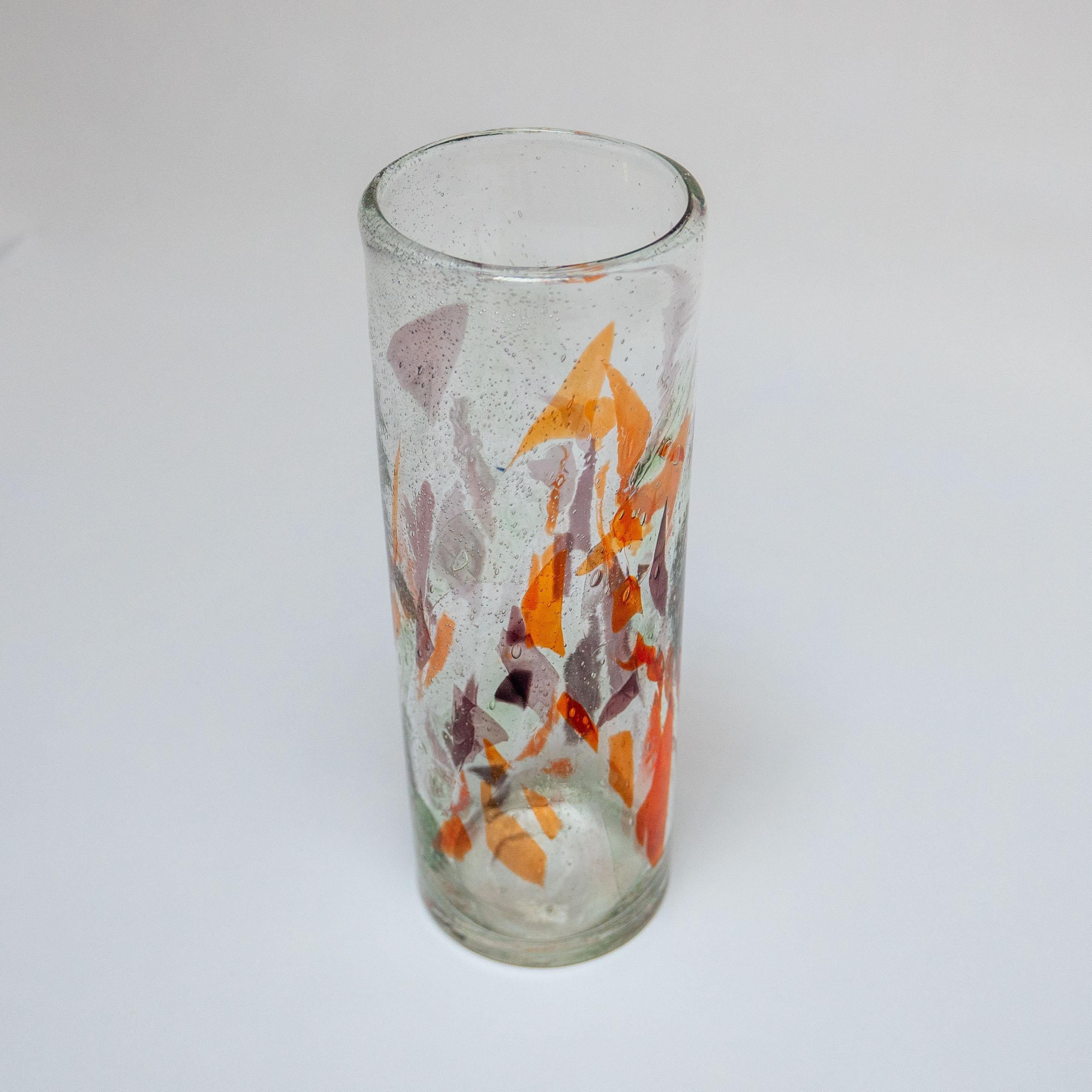 Mid-20th Century Vintage Tall Italian Vase in Clear Murano Glass with 