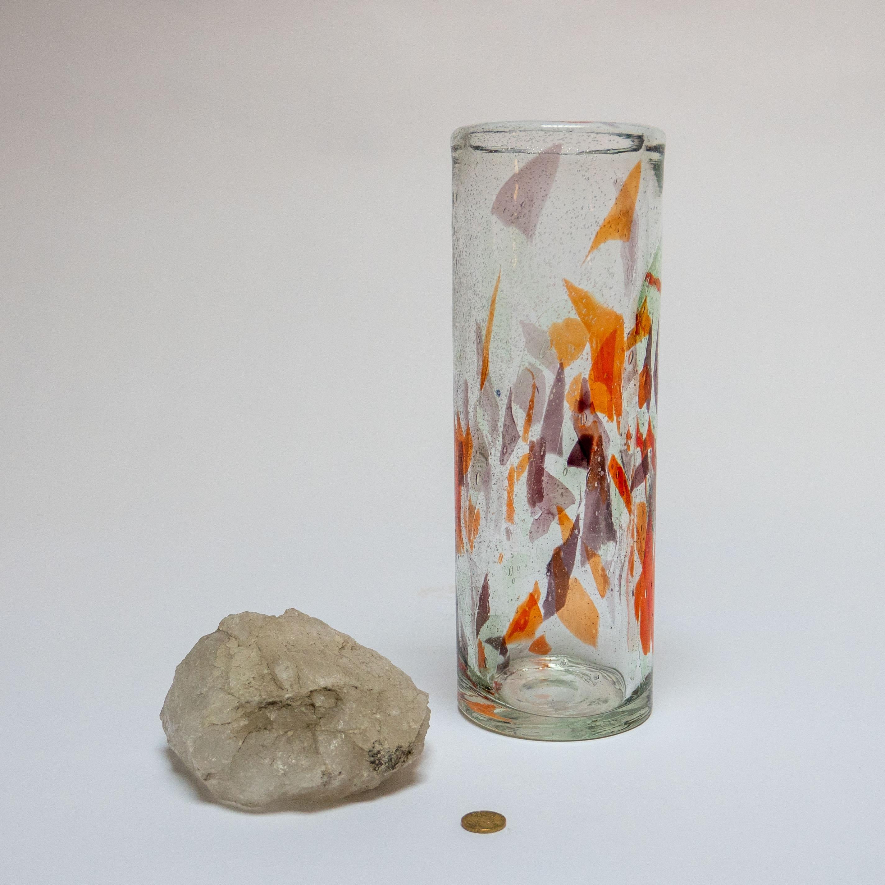 Vintage Tall Italian Vase in Clear Murano Glass with 