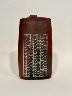 Vintage Tall Japanese Geometric Ceramic Vase c1970s