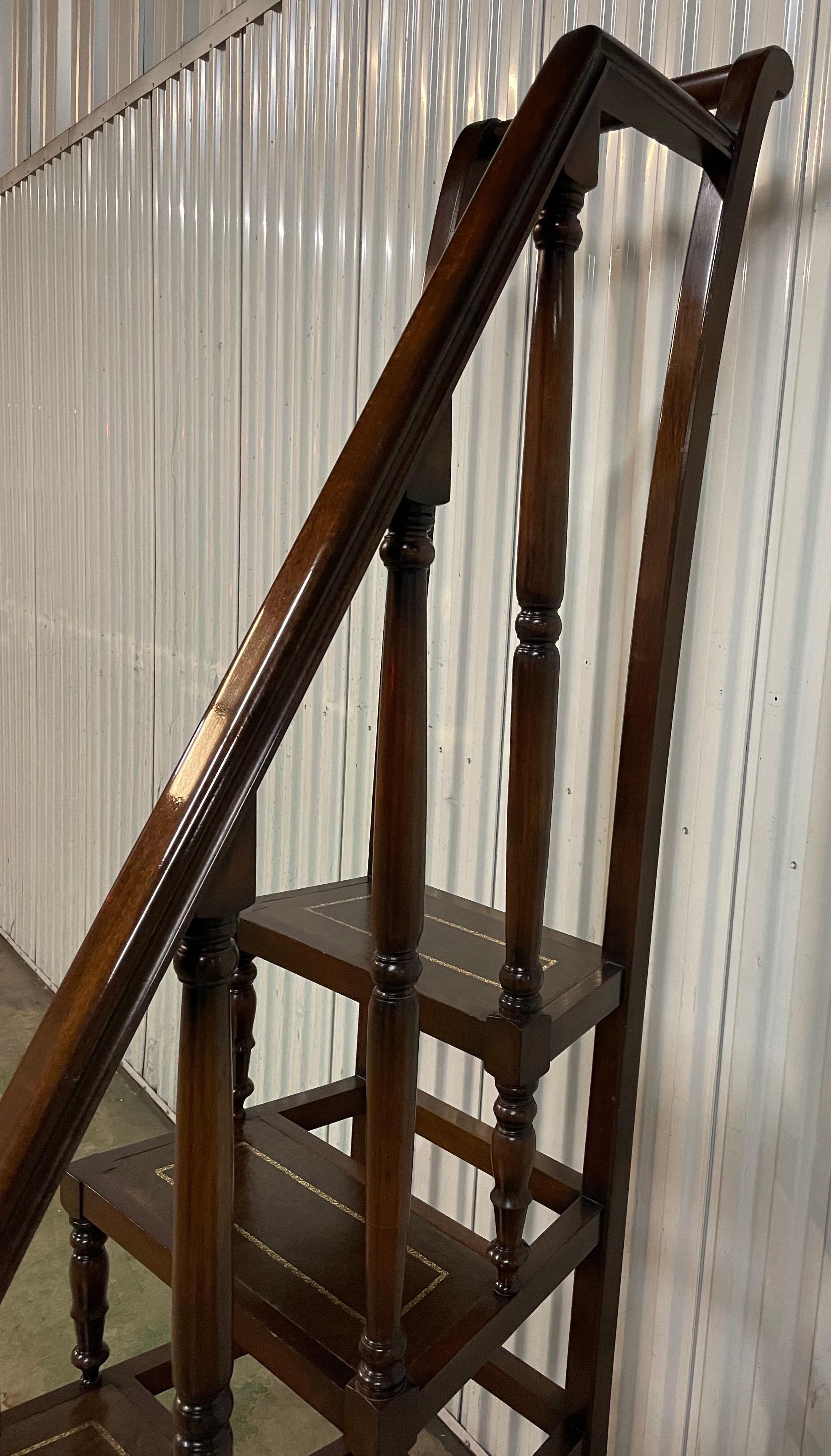Leather Vintage Tall Library Steps